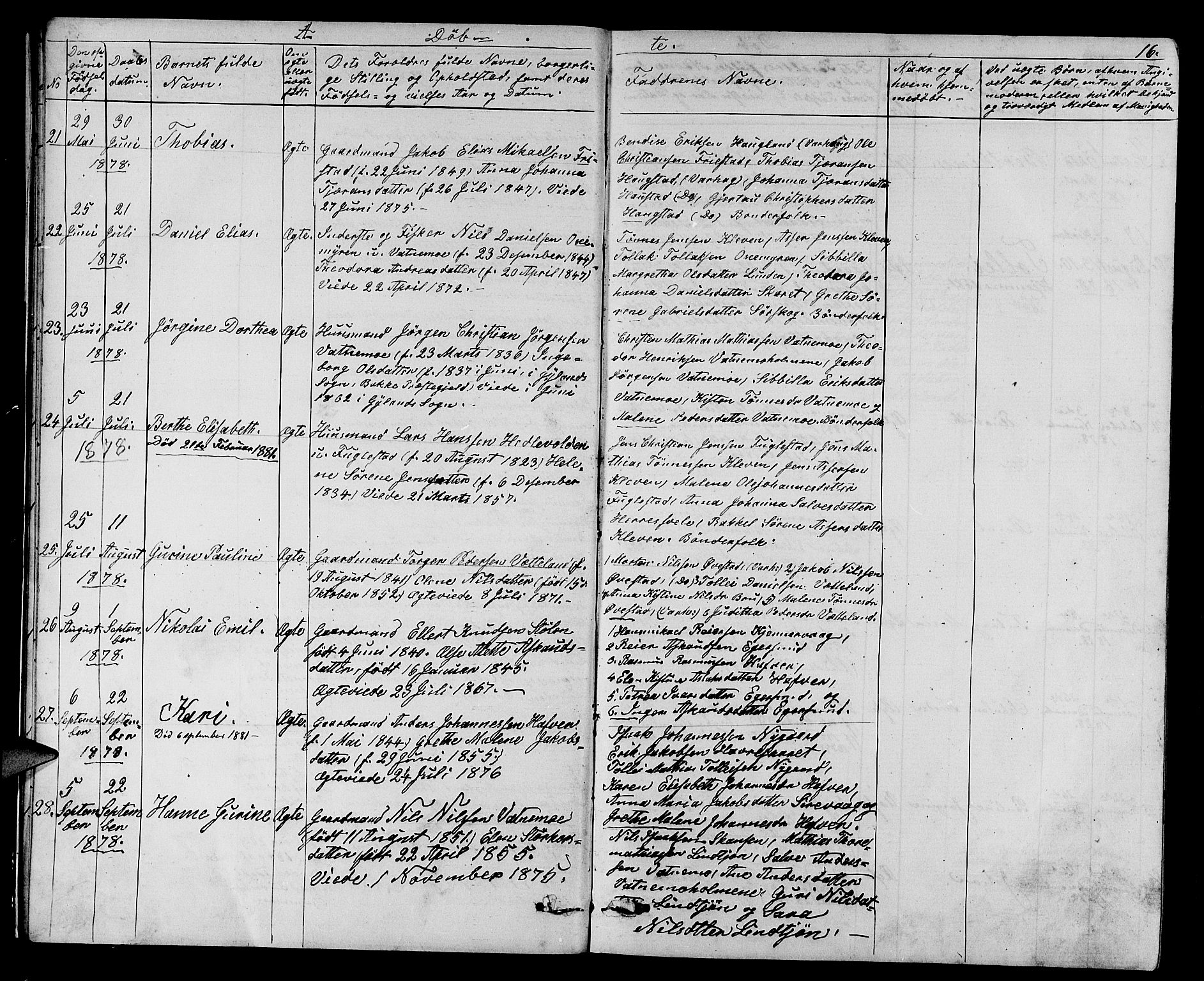 Eigersund sokneprestkontor, AV/SAST-A-101807/S09/L0006: Klokkerbok nr. B 6, 1876-1889, s. 16