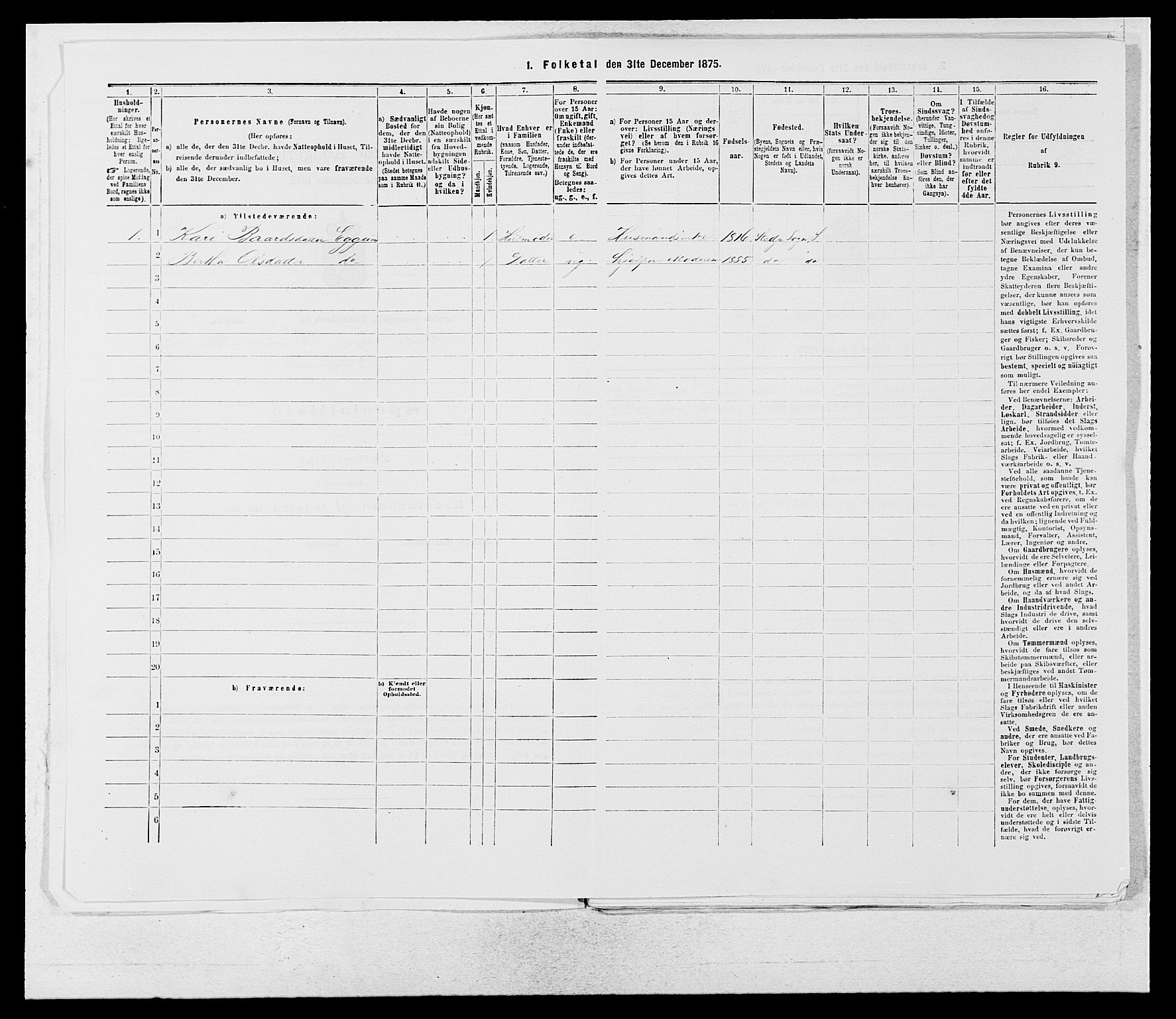 SAB, Folketelling 1875 for 1420P Sogndal prestegjeld, 1875, s. 701