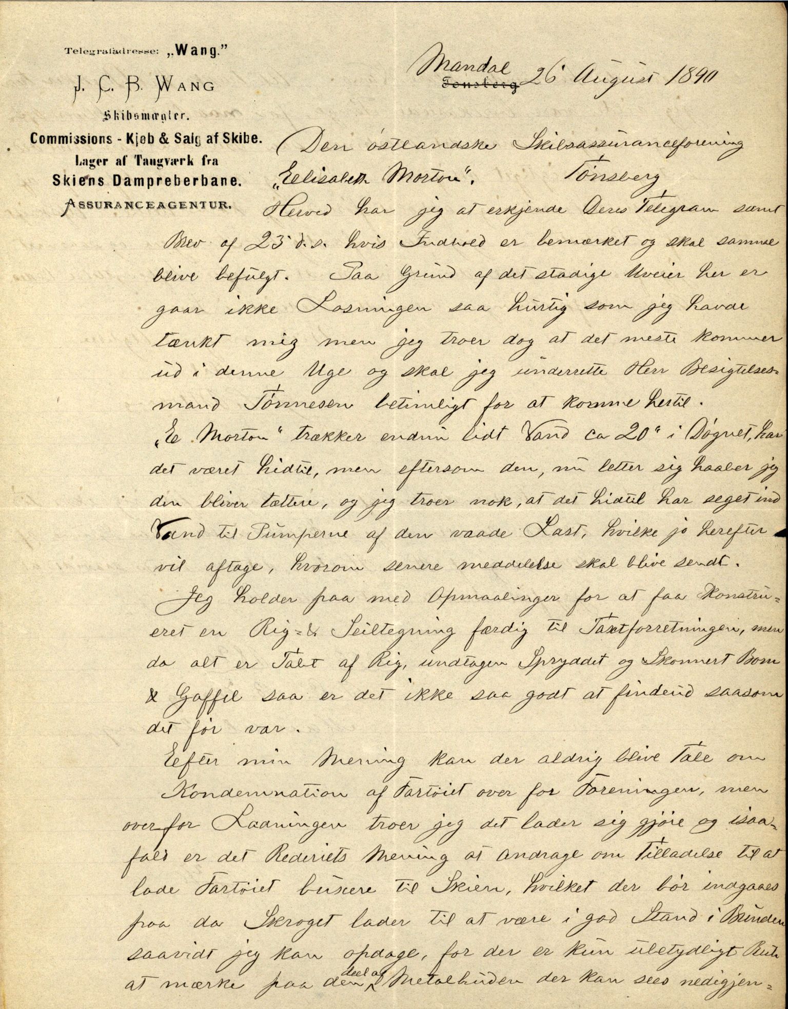 Pa 63 - Østlandske skibsassuranceforening, VEMU/A-1079/G/Ga/L0026/0002: Havaridokumenter / Dovre, Dictator, Ella, Elizabeth Morton, 1890, s. 269