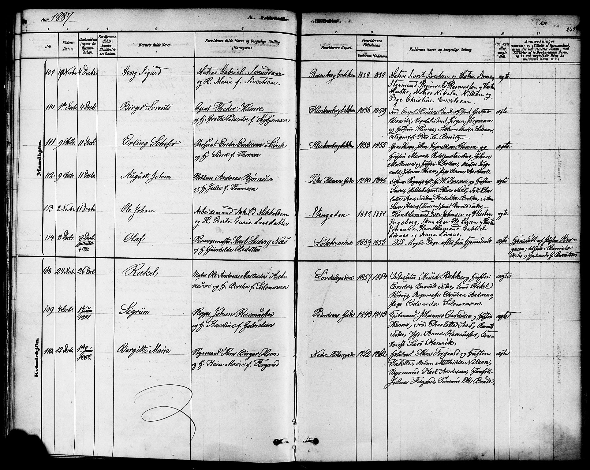 Domkirken sokneprestkontor, AV/SAST-A-101812/001/30/30BA/L0026: Ministerialbok nr. A 25, 1878-1889, s. 260