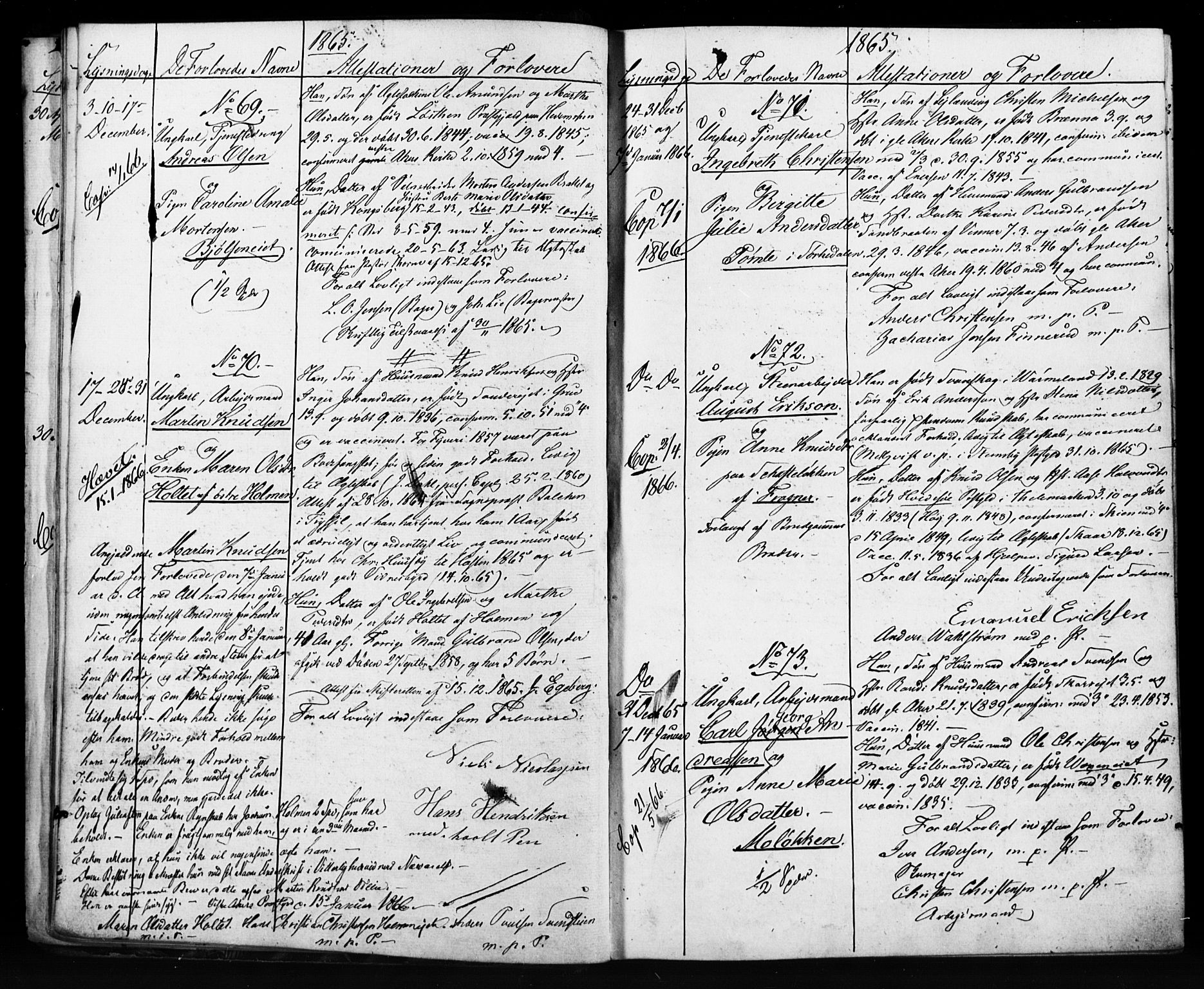Vestre Aker prestekontor Kirkebøker, AV/SAO-A-10025/H/Ha/L0001: Lysningsprotokoll nr. 1, 1865-1878