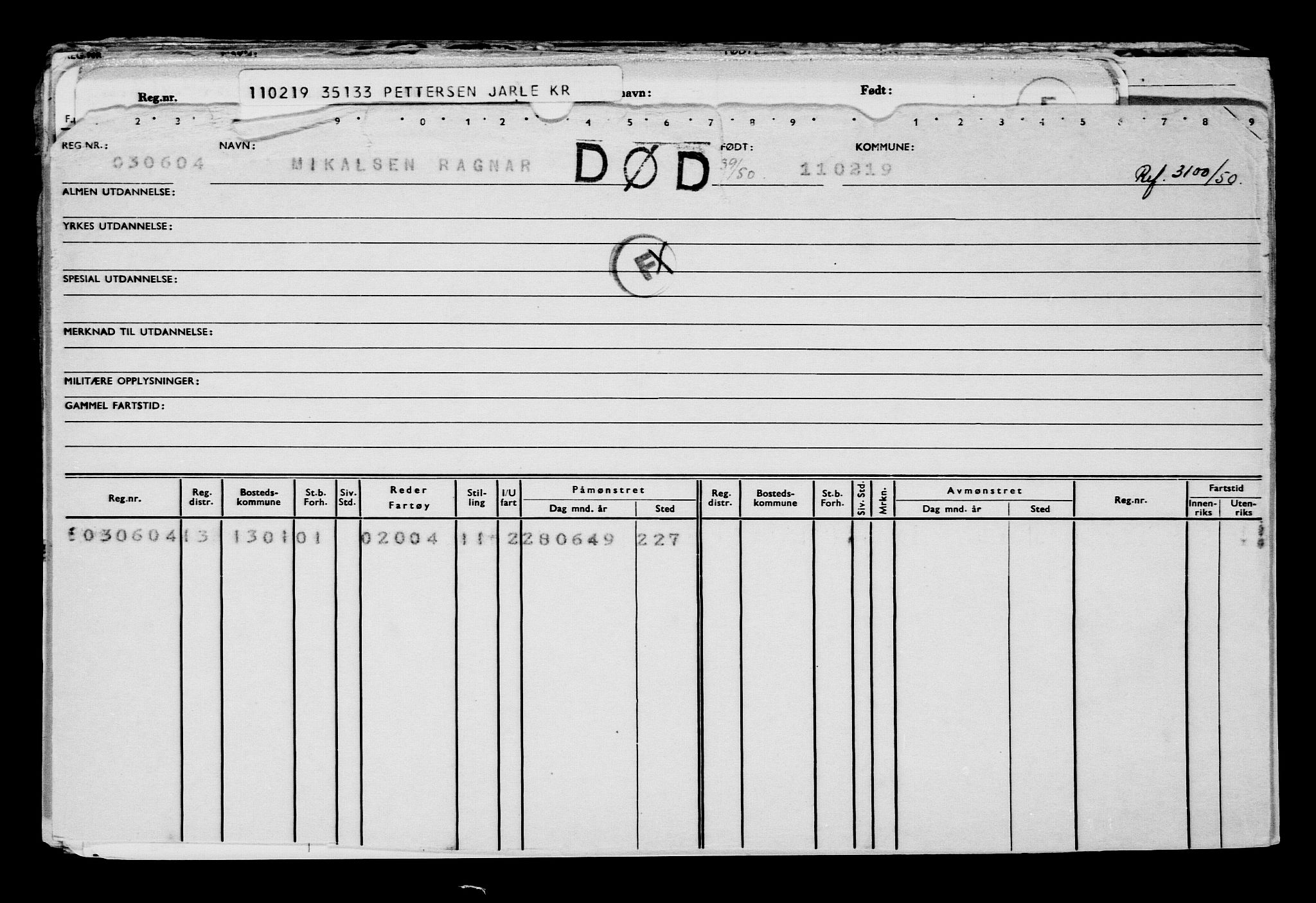 Direktoratet for sjømenn, AV/RA-S-3545/G/Gb/L0166: Hovedkort, 1919, s. 225