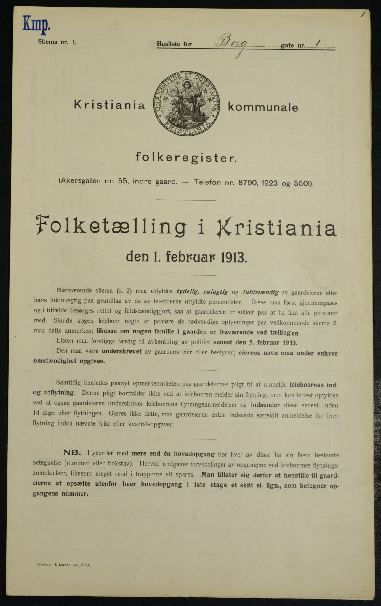 OBA, Kommunal folketelling 1.2.1913 for Kristiania, 1913, s. 7577