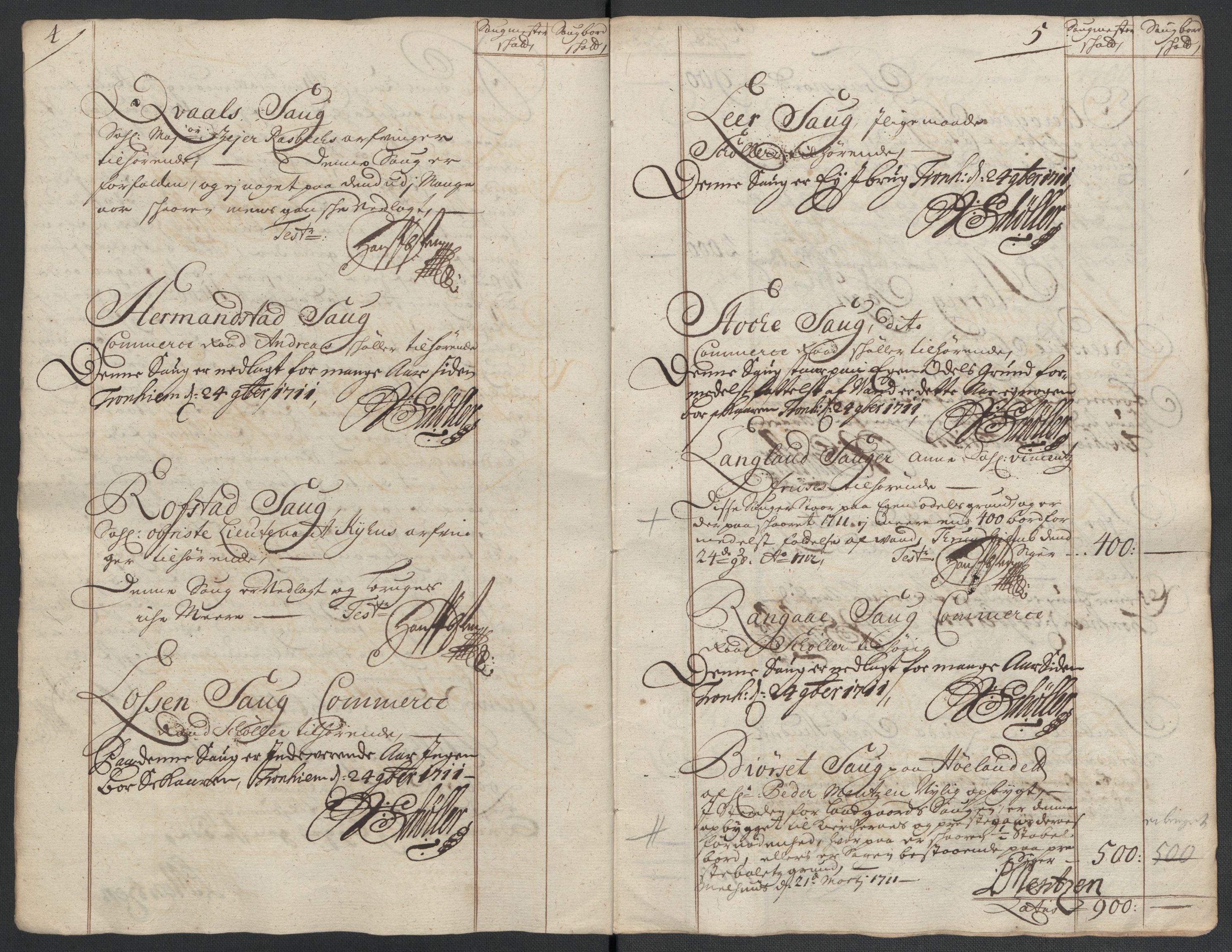 Rentekammeret inntil 1814, Reviderte regnskaper, Fogderegnskap, AV/RA-EA-4092/R60/L3961: Fogderegnskap Orkdal og Gauldal, 1711, s. 334