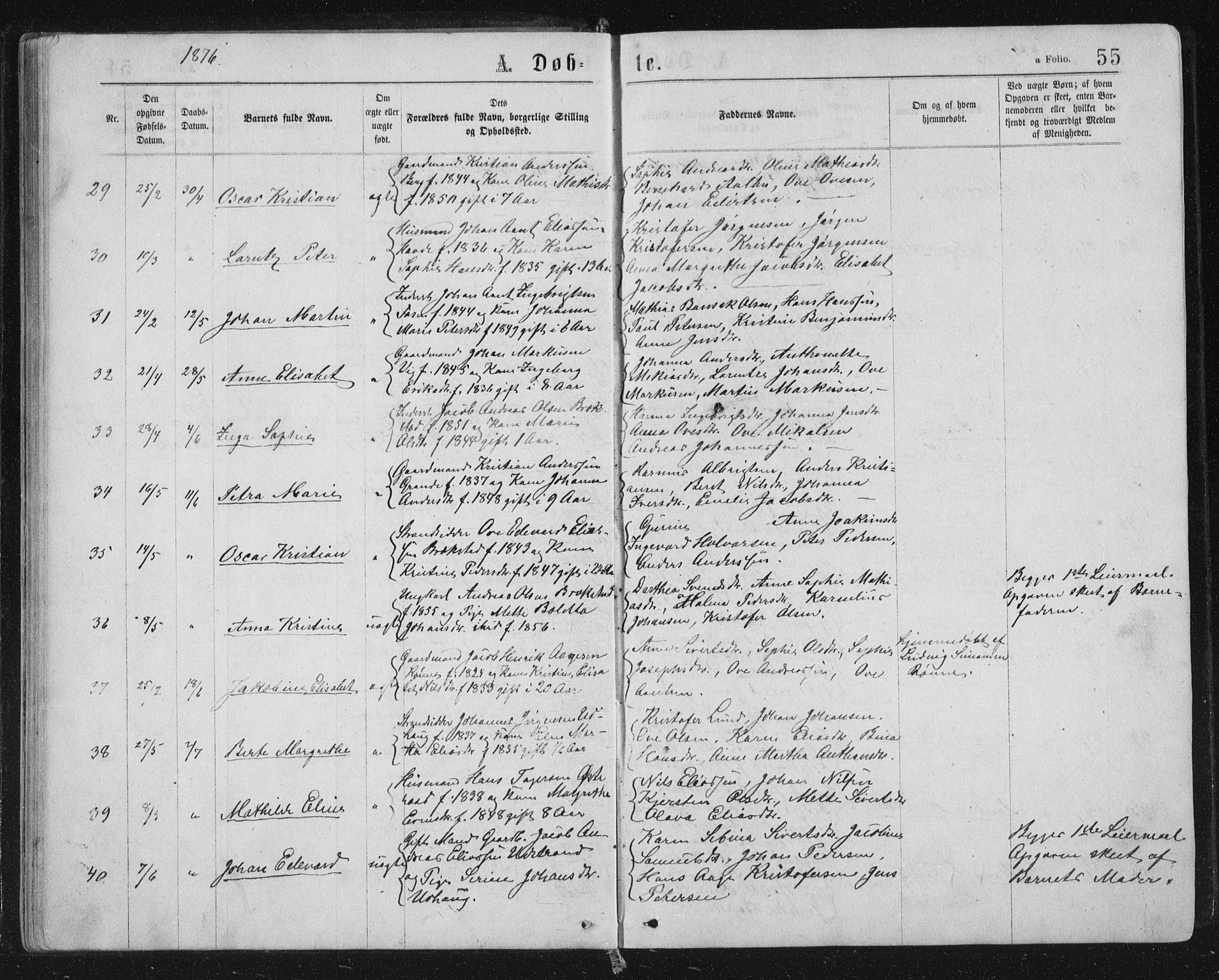 Ministerialprotokoller, klokkerbøker og fødselsregistre - Sør-Trøndelag, AV/SAT-A-1456/659/L0745: Klokkerbok nr. 659C02, 1869-1892, s. 55