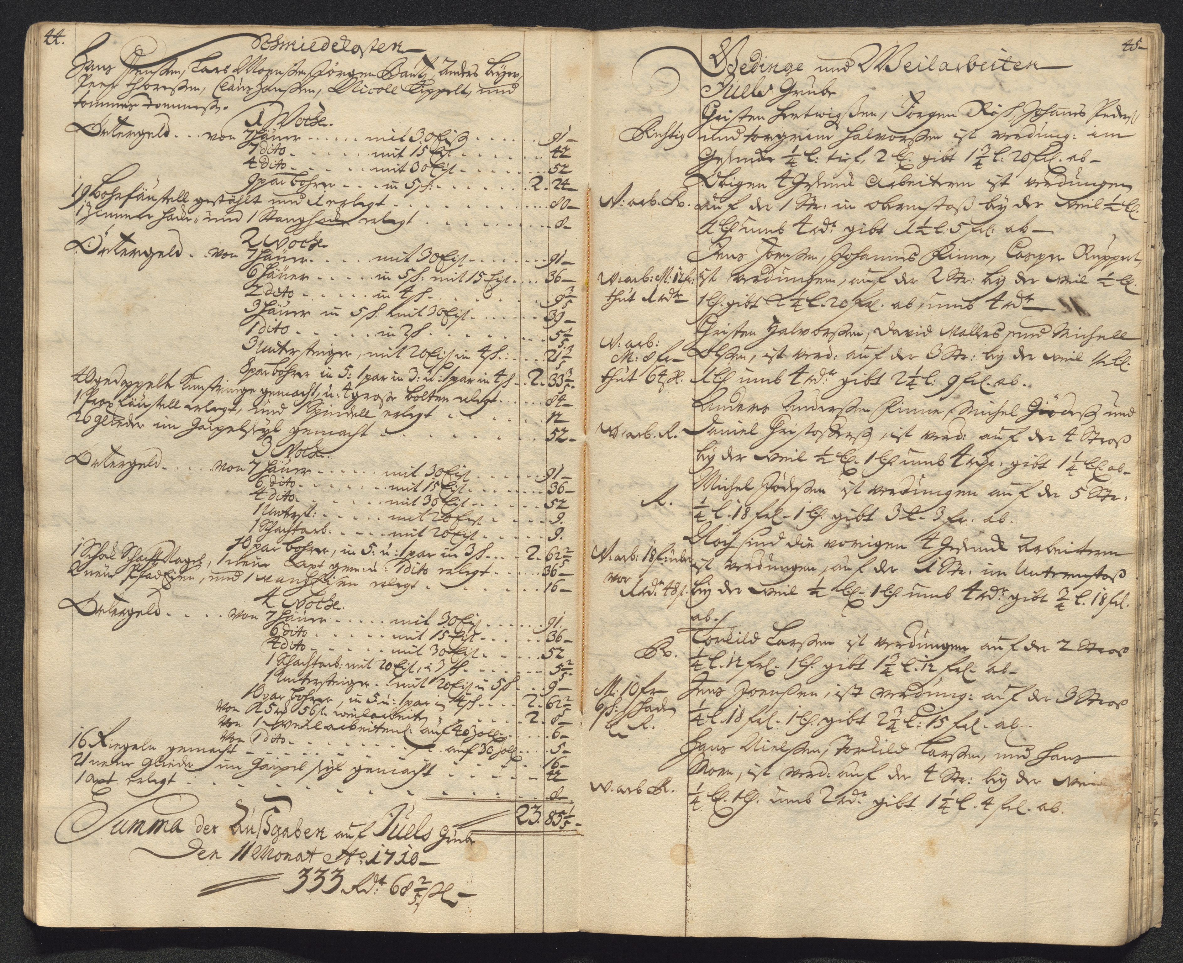 Kongsberg Sølvverk 1623-1816, AV/SAKO-EA-3135/001/D/Dc/Dcd/L0099: Utgiftsregnskap for gruver m.m., 1710, s. 507