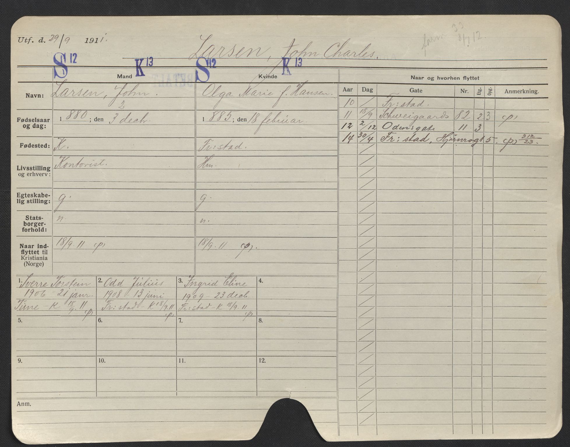 Oslo folkeregister, Registerkort, SAO/A-11715/F/Fa/Fac/L0006: Menn, 1906-1914, s. 1150a