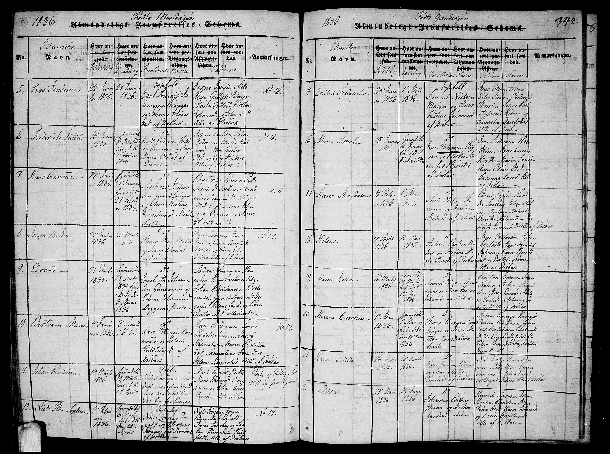 Drøbak prestekontor Kirkebøker, SAO/A-10142a/F/Fa/L0001: Ministerialbok nr. I 1, 1816-1842, s. 342