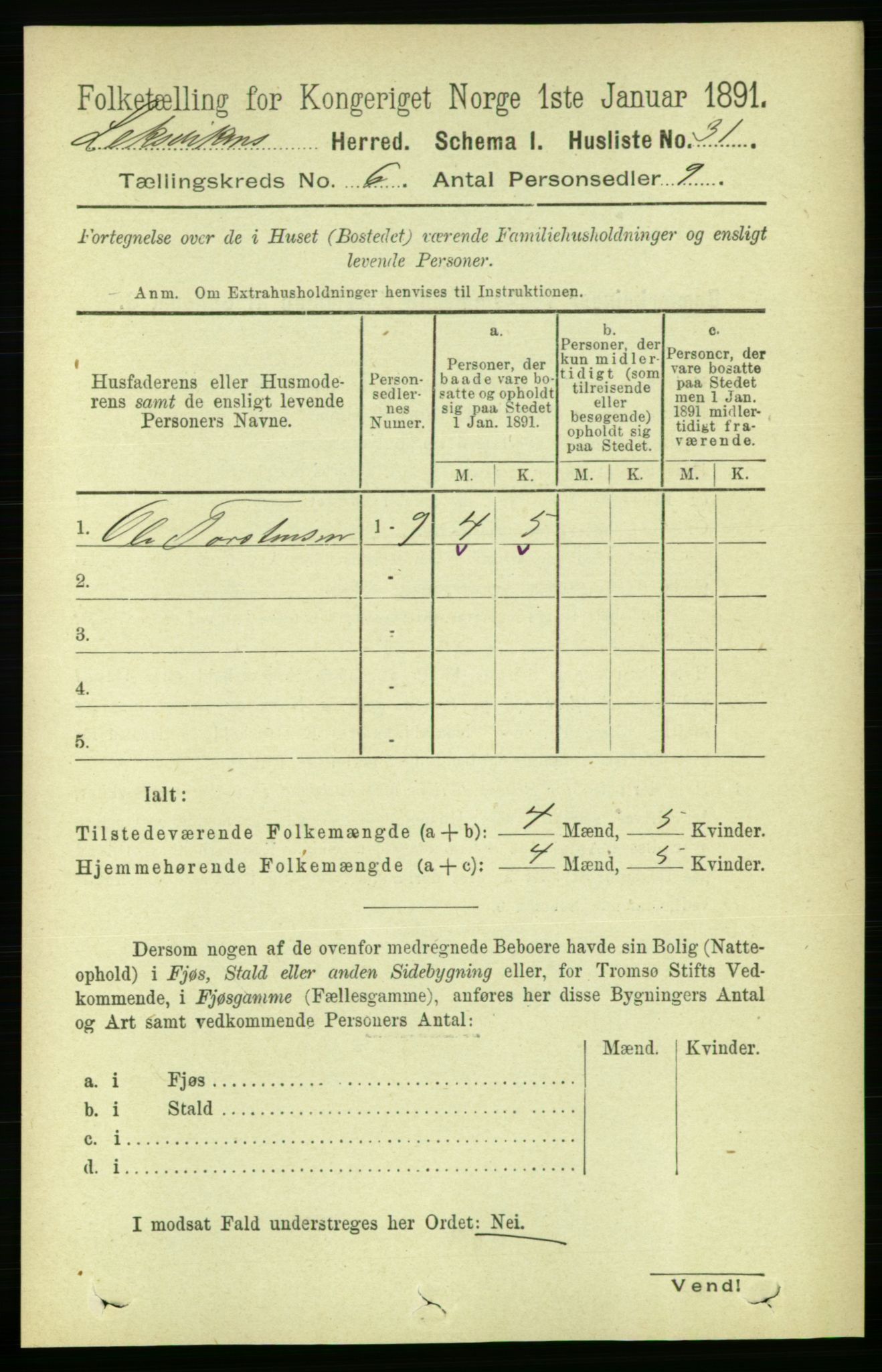 RA, Folketelling 1891 for 1718 Leksvik herred, 1891, s. 3163