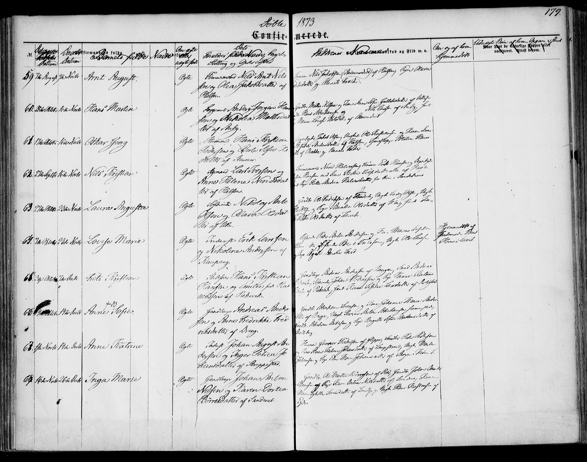 Tjølling kirkebøker, AV/SAKO-A-60/F/Fa/L0007: Ministerialbok nr. 7, 1860-1876, s. 179