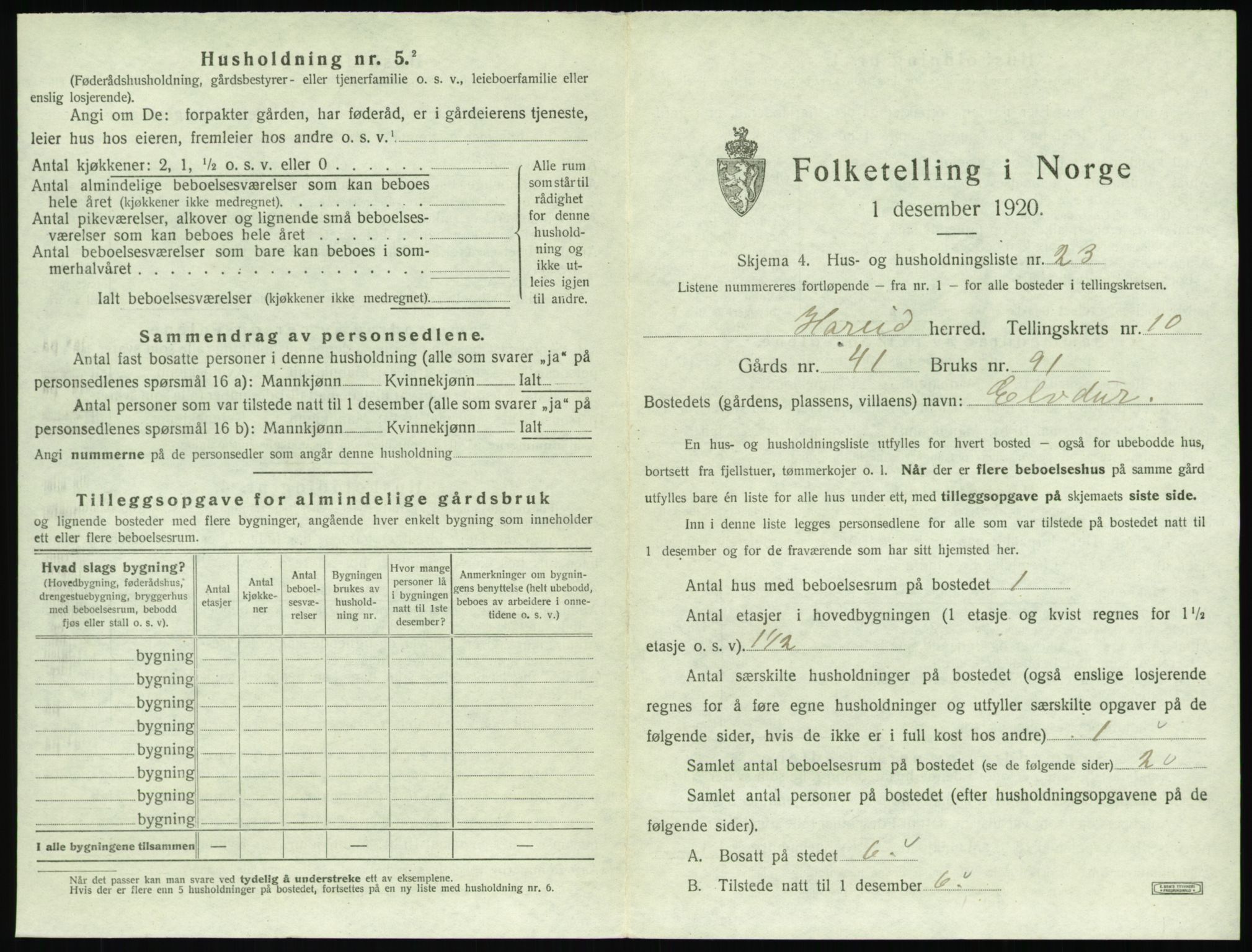 SAT, Folketelling 1920 for 1517 Hareid herred, 1920, s. 525