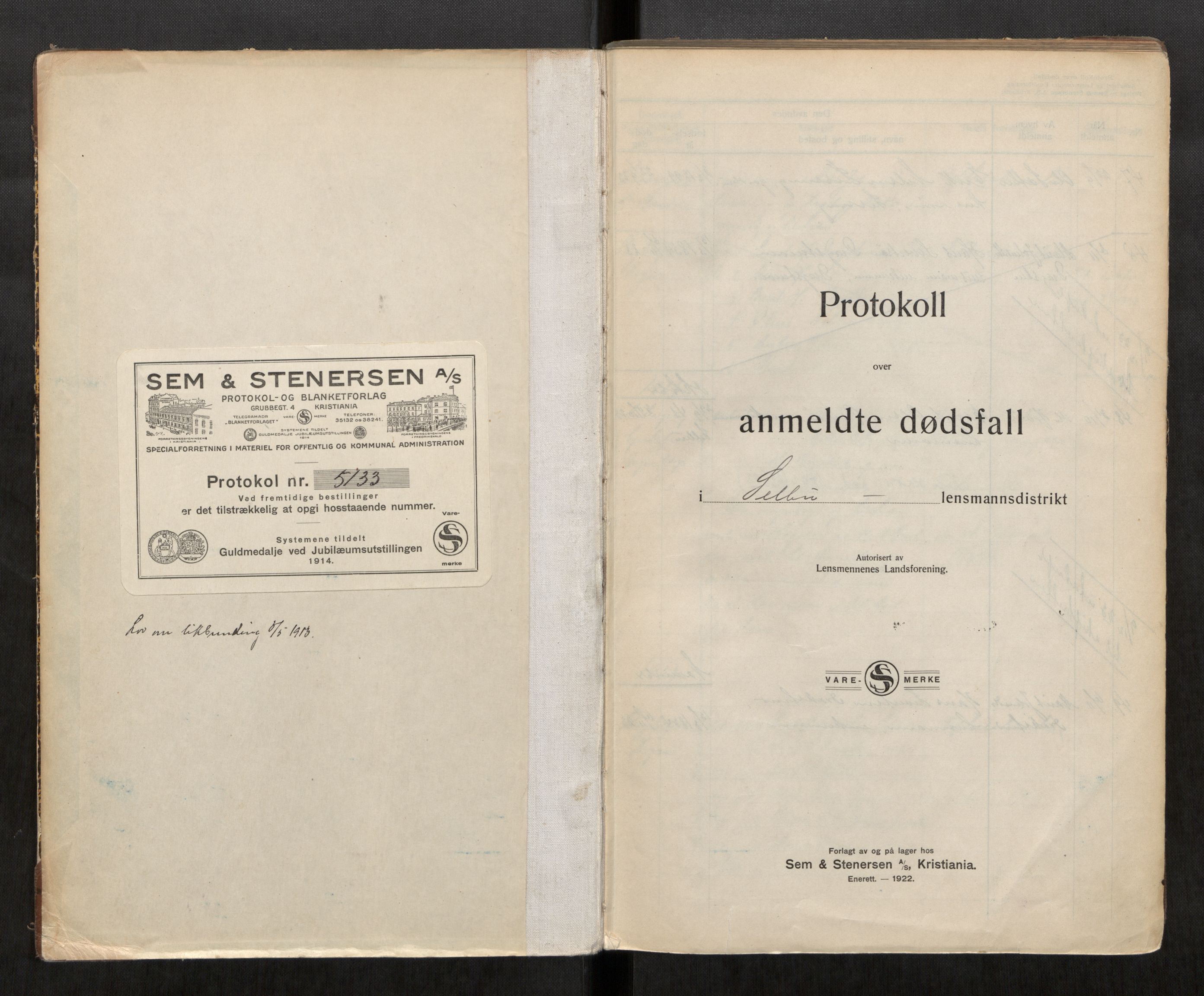 Selbu lensmannskontor, SAT/A-1081/2/G/Ga/L0002: Dødsfallsprotokoll, 1923-1930