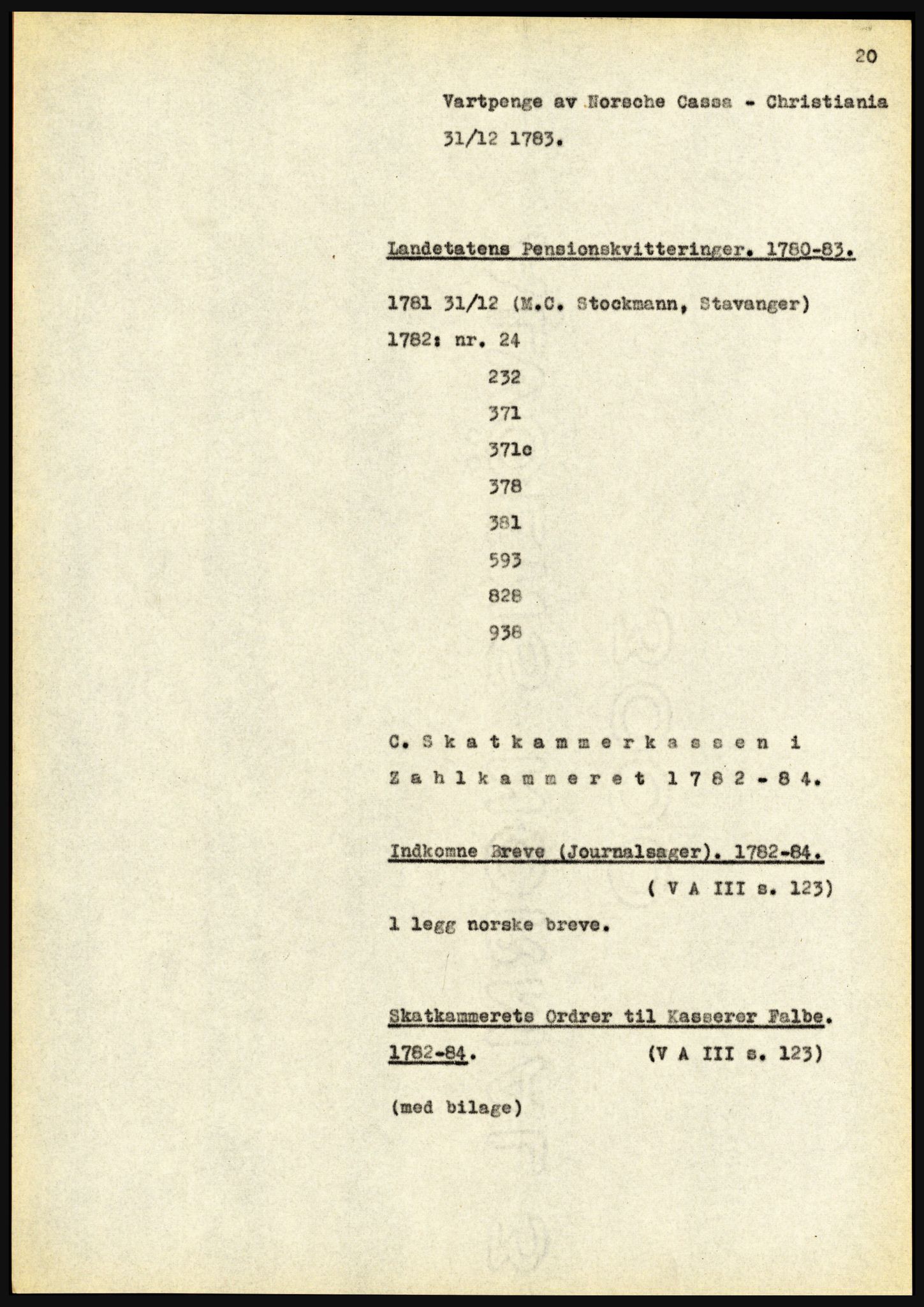 Riksarkivet, Seksjon for eldre arkiv og spesialsamlinger, AV/RA-EA-6797/H/Ha, 1953, s. 20