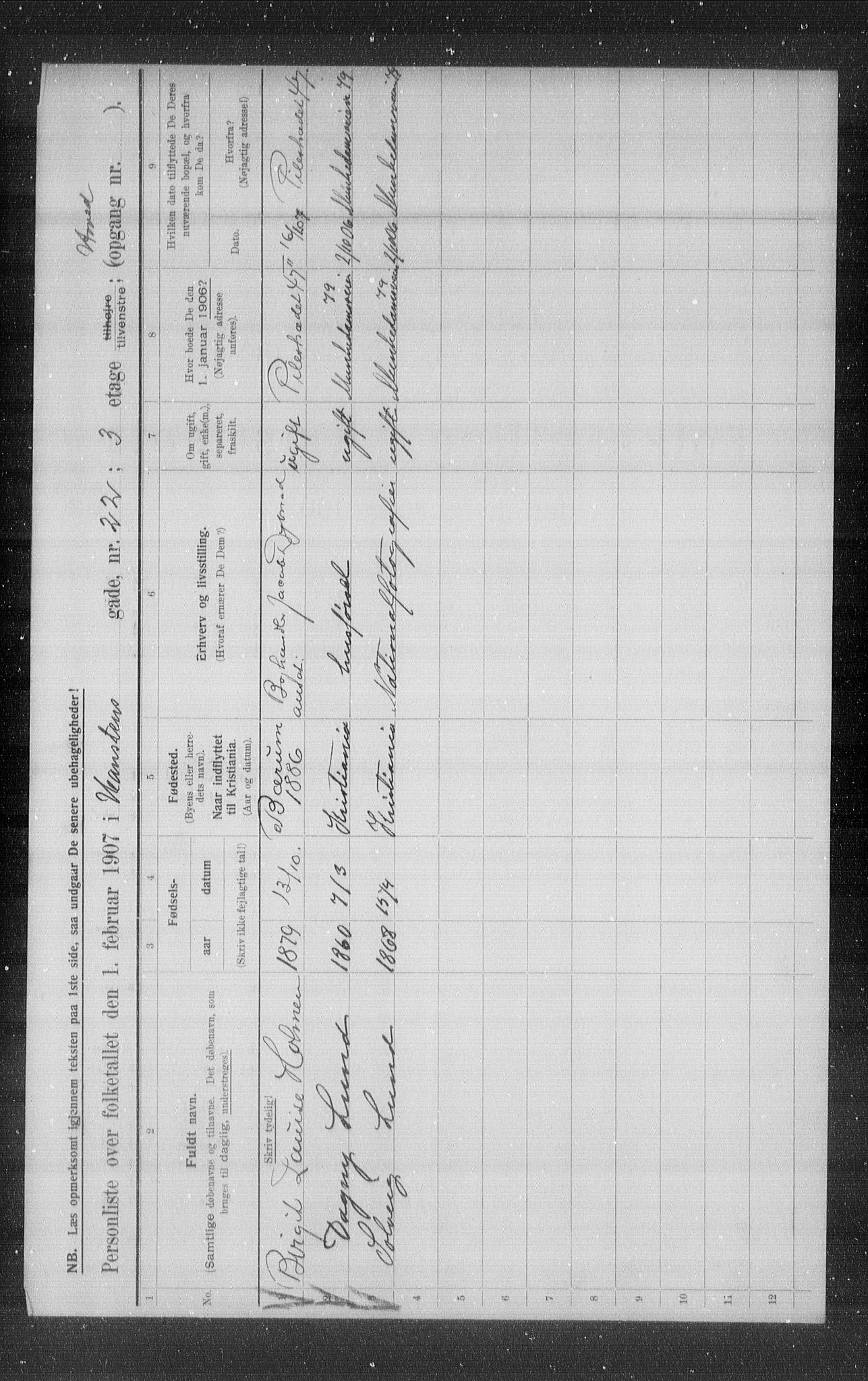 OBA, Kommunal folketelling 1.2.1907 for Kristiania kjøpstad, 1907, s. 17950