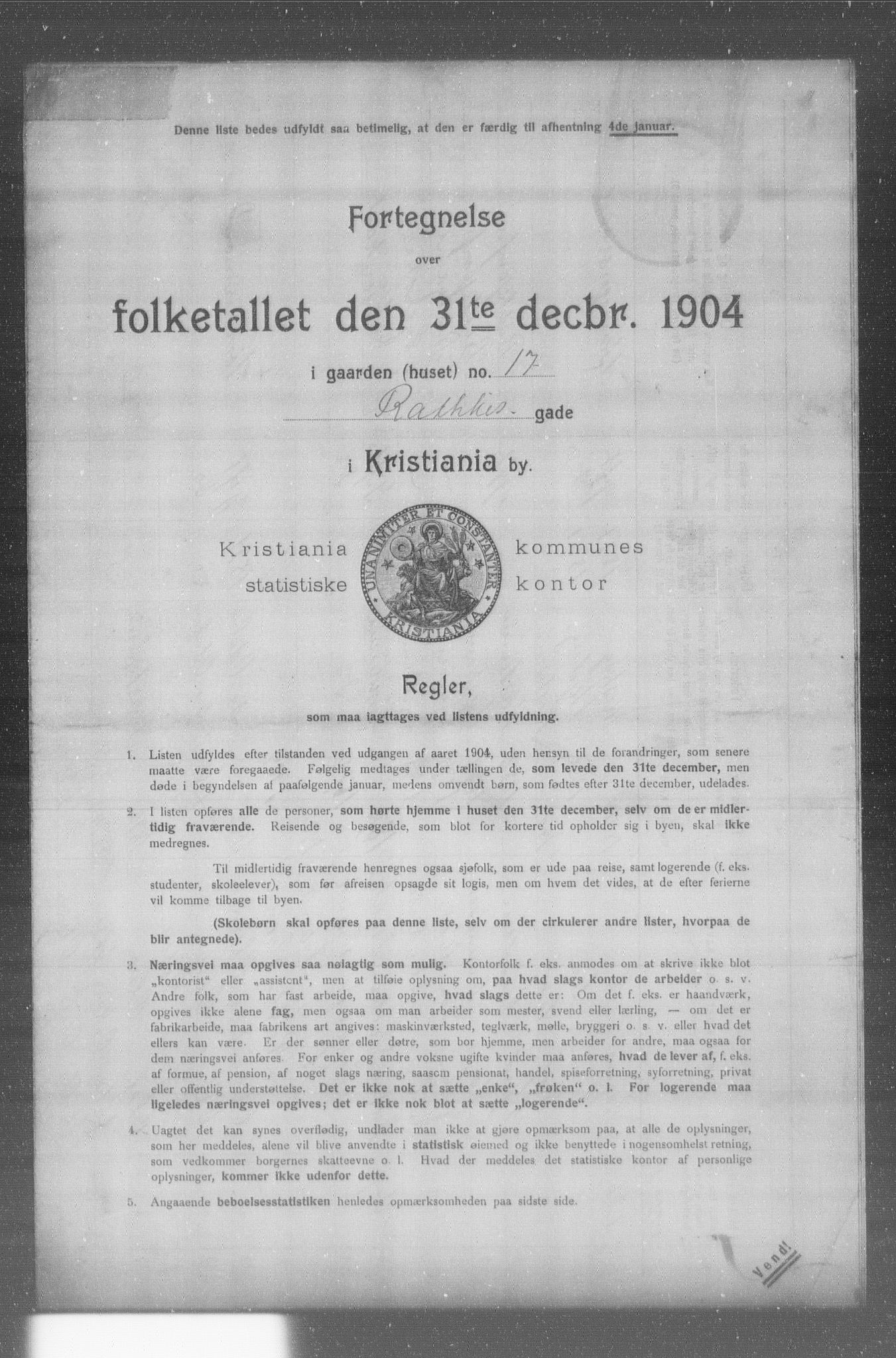 OBA, Kommunal folketelling 31.12.1904 for Kristiania kjøpstad, 1904, s. 15900