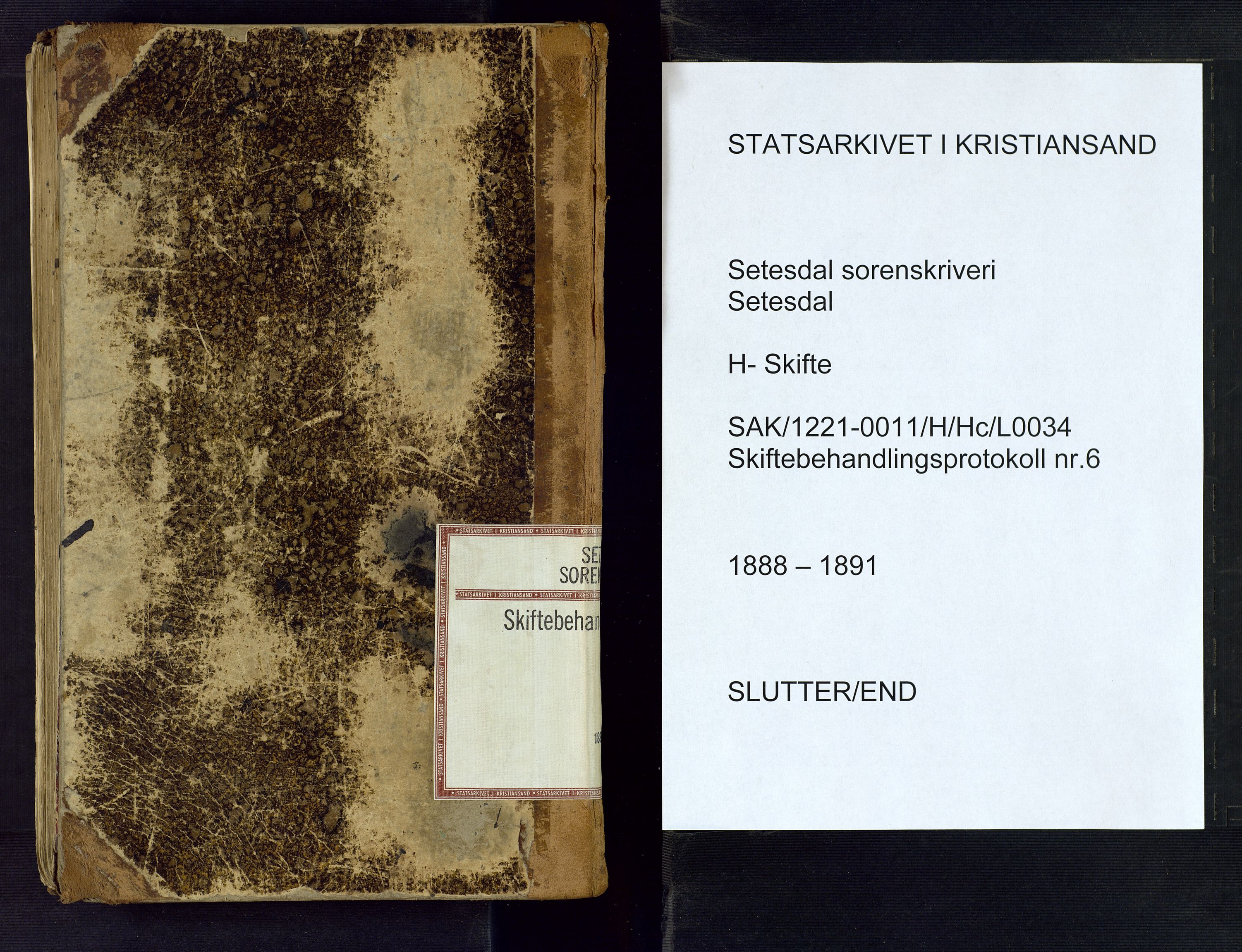 Setesdal sorenskriveri, AV/SAK-1221-0011/H/Hc/L0034: Skifteforhandlingsprotokoll nr 6, 1888-1891