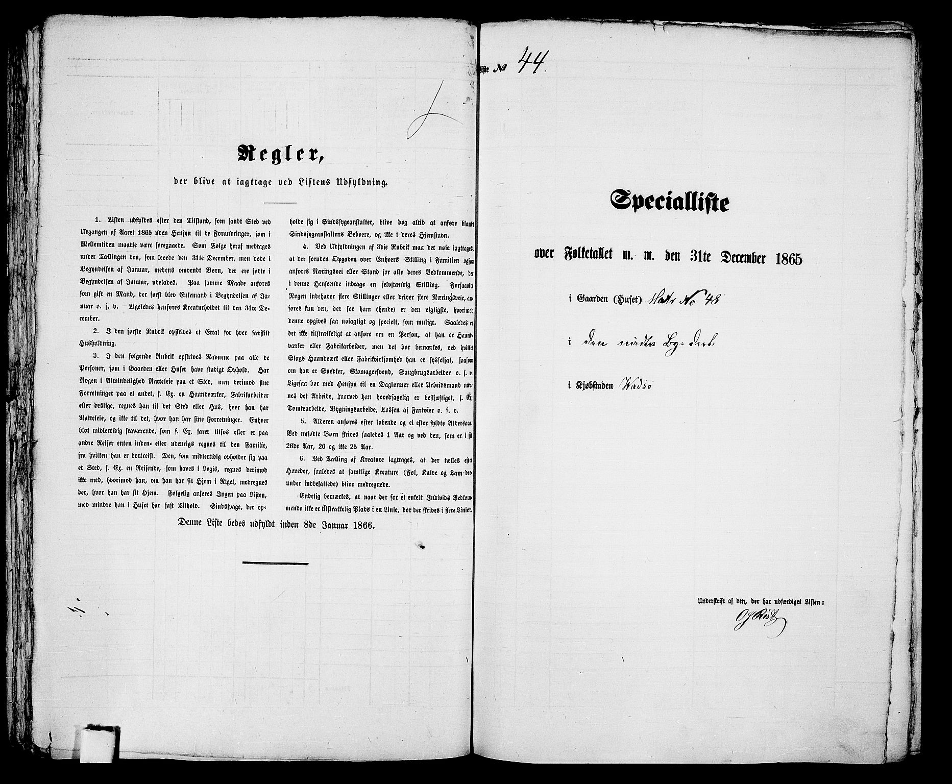 RA, Folketelling 1865 for 2003B Vadsø prestegjeld, Vadsø kjøpstad, 1865, s. 93