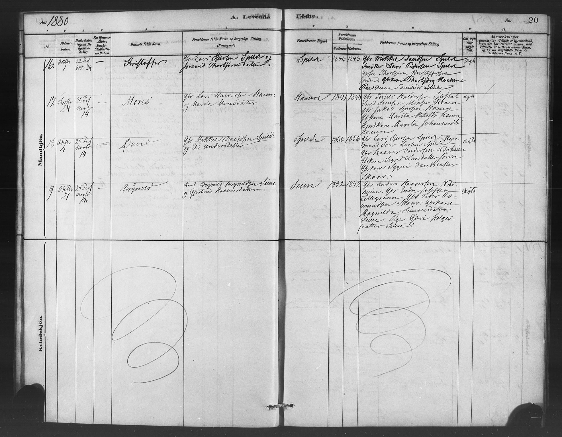 Ulvik sokneprestembete, AV/SAB-A-78801/H/Haa: Ministerialbok nr. C 1, 1878-1903, s. 20