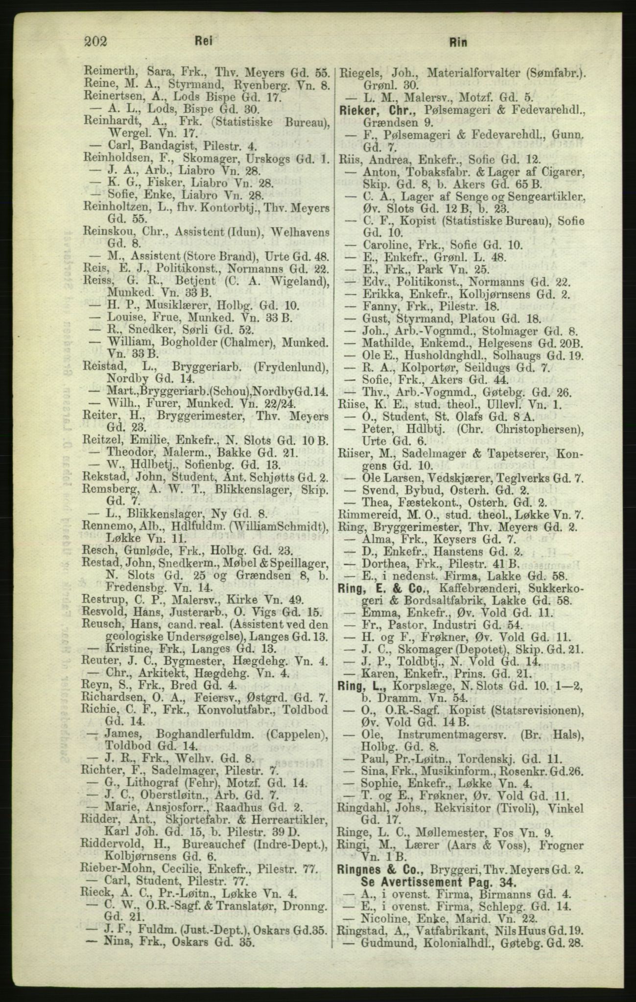 Kristiania/Oslo adressebok, PUBL/-, 1882, s. 202