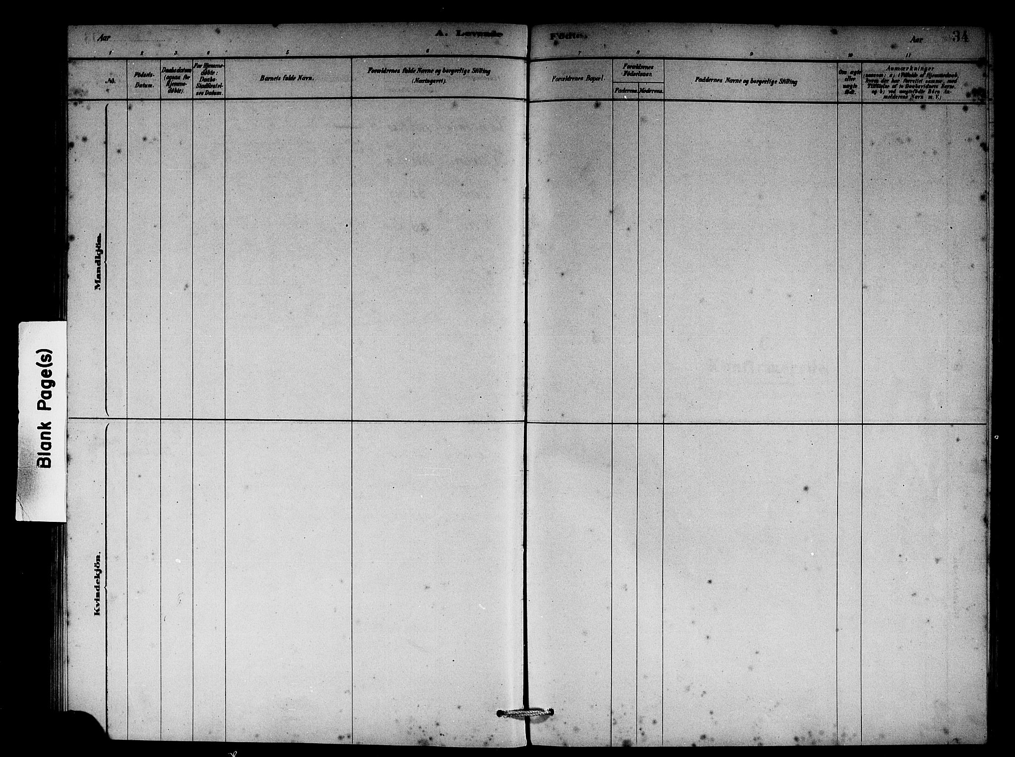 Vik sokneprestembete, SAB/A-81501: Klokkerbok nr. B 2, 1878-1893, s. 34