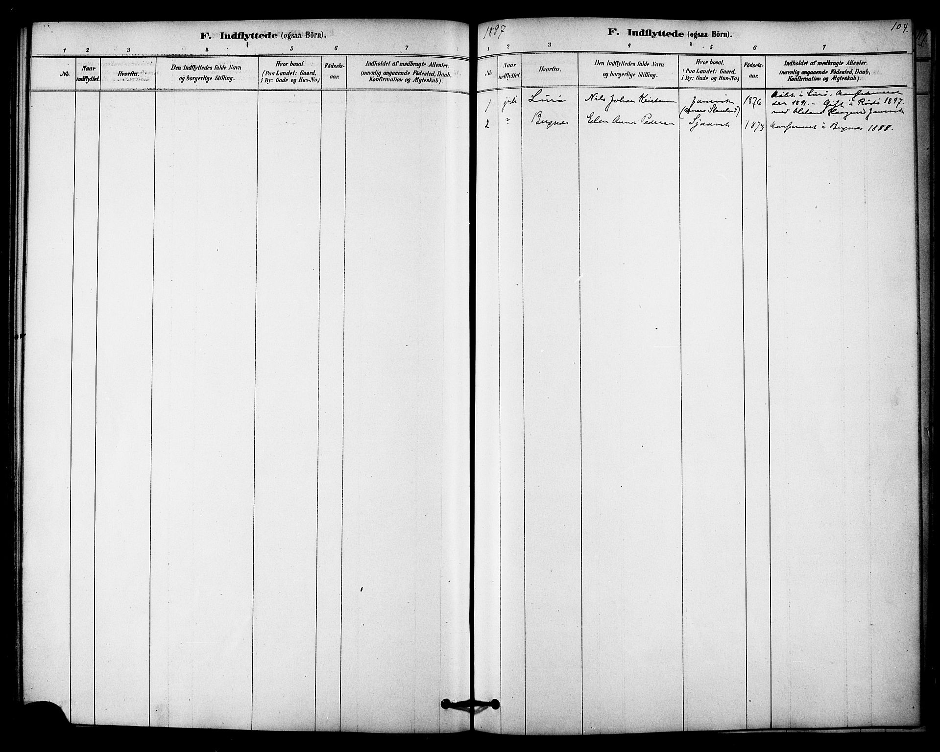 Ministerialprotokoller, klokkerbøker og fødselsregistre - Nordland, SAT/A-1459/841/L0609: Ministerialbok nr. 841A13, 1878-1902, s. 104