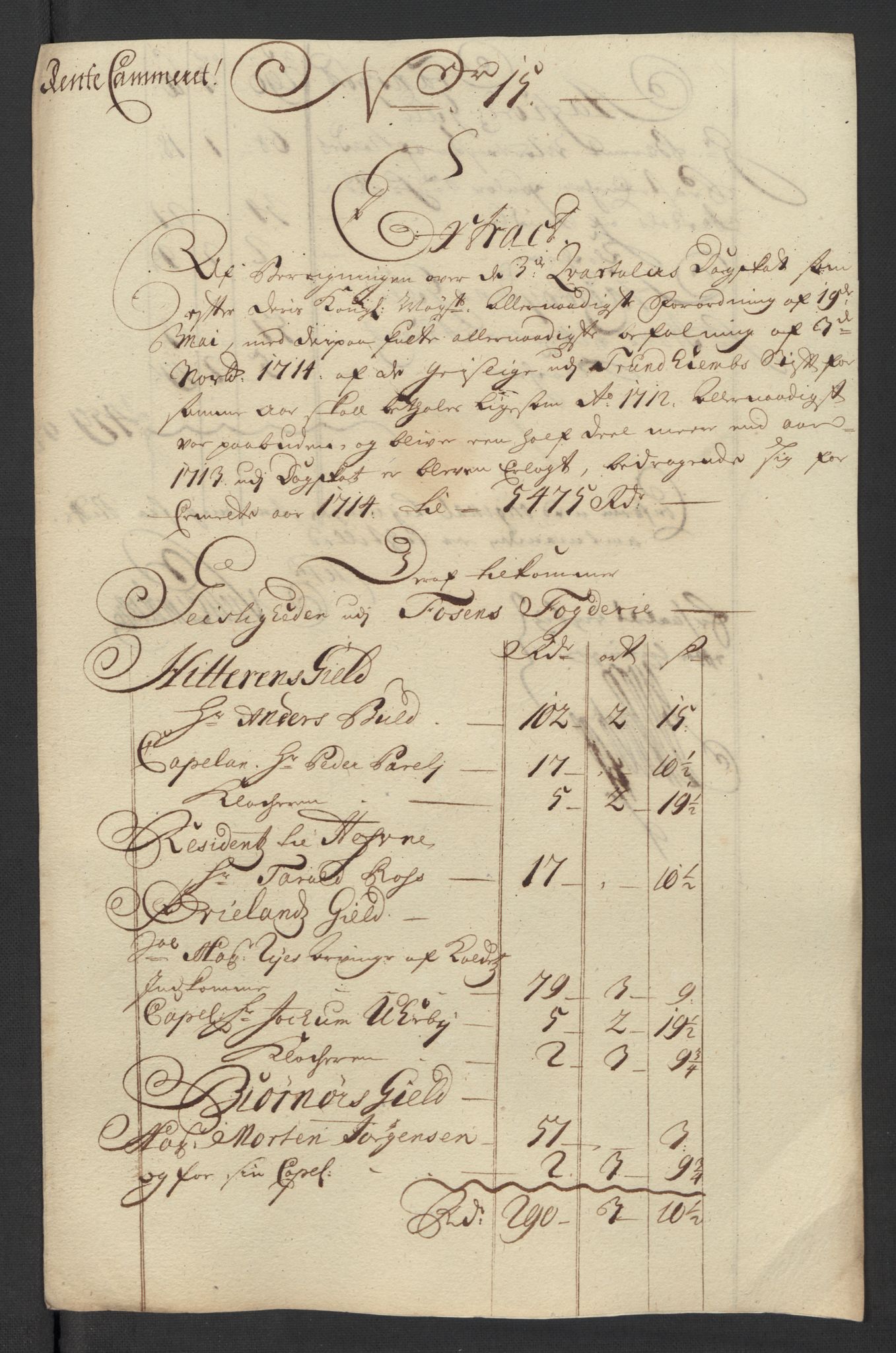 Rentekammeret inntil 1814, Reviderte regnskaper, Fogderegnskap, RA/EA-4092/R57/L3862: Fogderegnskap Fosen, 1714, s. 123