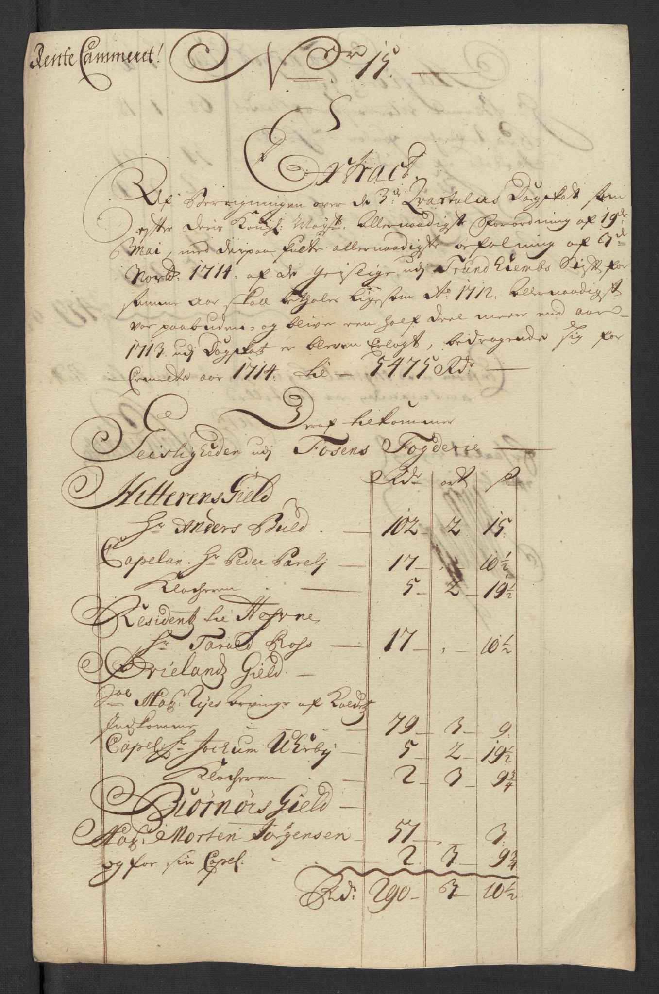 Rentekammeret inntil 1814, Reviderte regnskaper, Fogderegnskap, AV/RA-EA-4092/R57/L3862: Fogderegnskap Fosen, 1714, s. 123