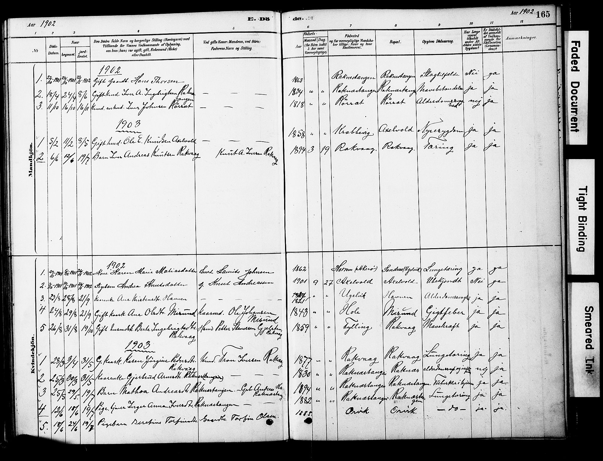 Ministerialprotokoller, klokkerbøker og fødselsregistre - Møre og Romsdal, AV/SAT-A-1454/563/L0736: Ministerialbok nr. 563A01, 1878-1903, s. 165