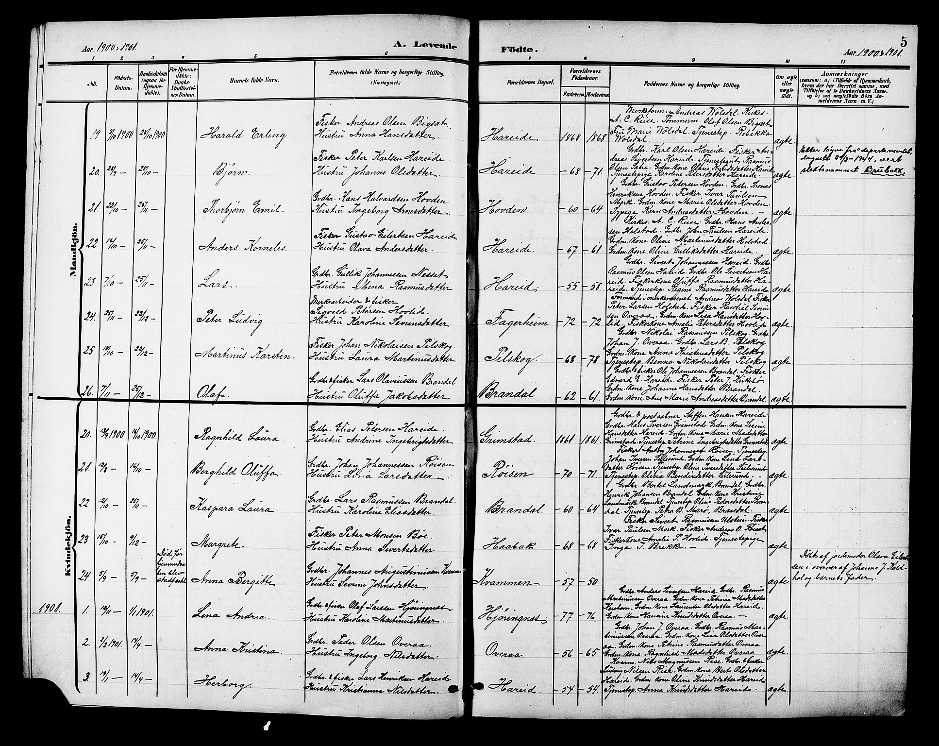 Ministerialprotokoller, klokkerbøker og fødselsregistre - Møre og Romsdal, AV/SAT-A-1454/510/L0126: Klokkerbok nr. 510C03, 1900-1922, s. 5