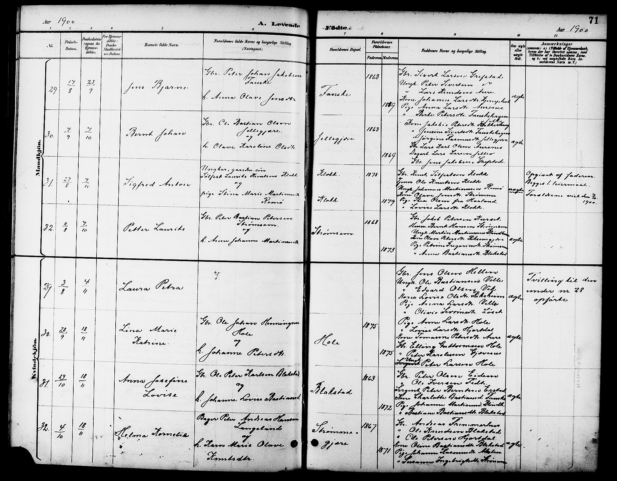 Ministerialprotokoller, klokkerbøker og fødselsregistre - Møre og Romsdal, AV/SAT-A-1454/523/L0340: Klokkerbok nr. 523C03, 1892-1902, s. 71