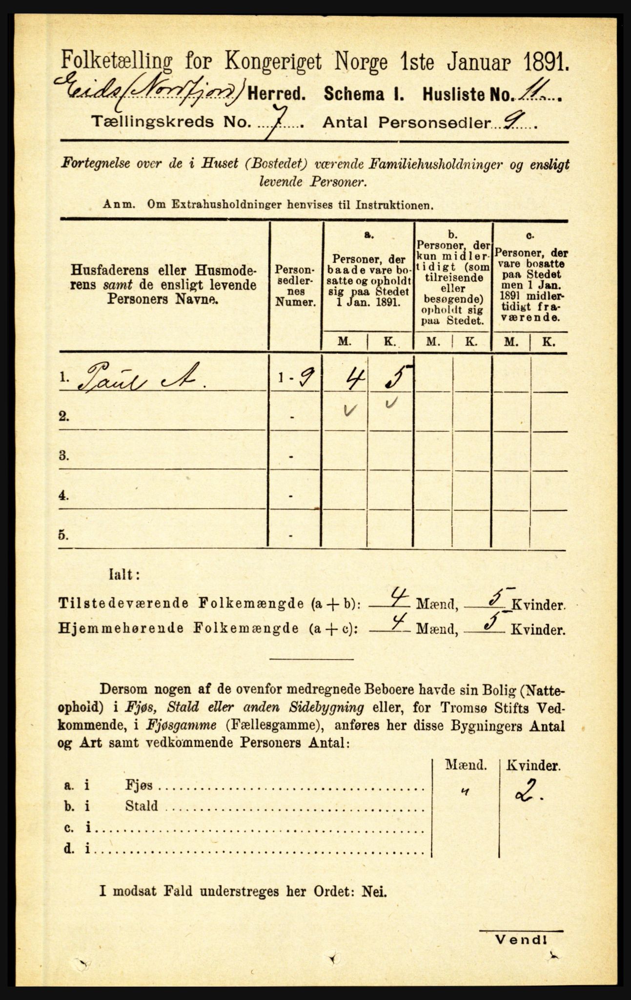 RA, Folketelling 1891 for 1443 Eid herred, 1891, s. 1765