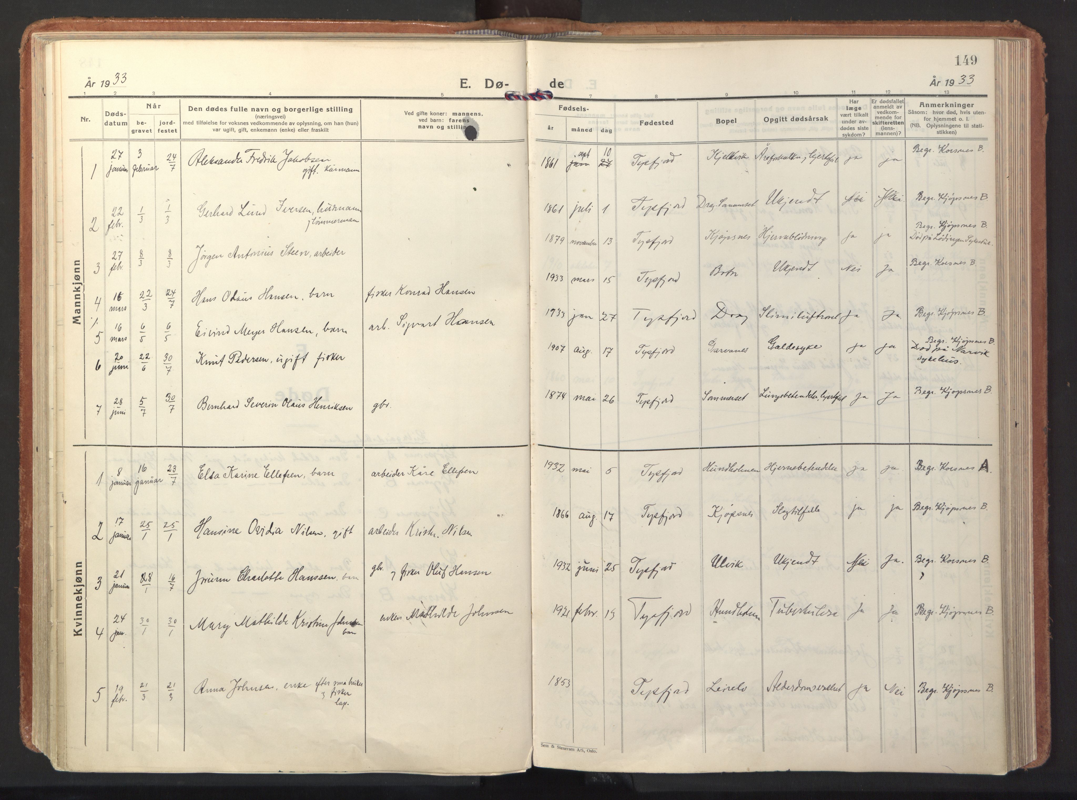 Ministerialprotokoller, klokkerbøker og fødselsregistre - Nordland, AV/SAT-A-1459/861/L0874: Ministerialbok nr. 861A09, 1932-1939, s. 149