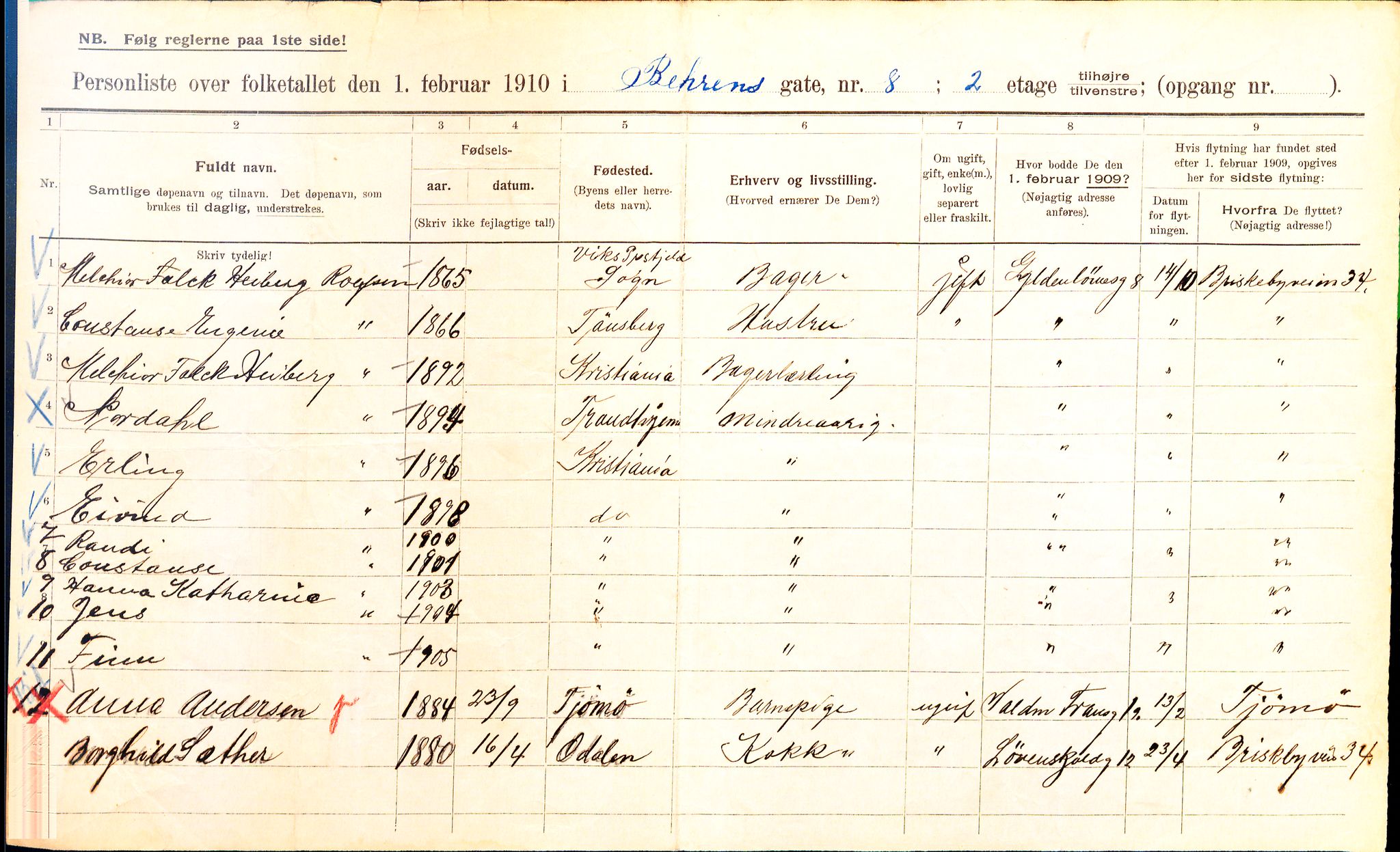 OBA, Kommunal folketelling 1.2.1910 for Kristiania, 1910, s. 3314