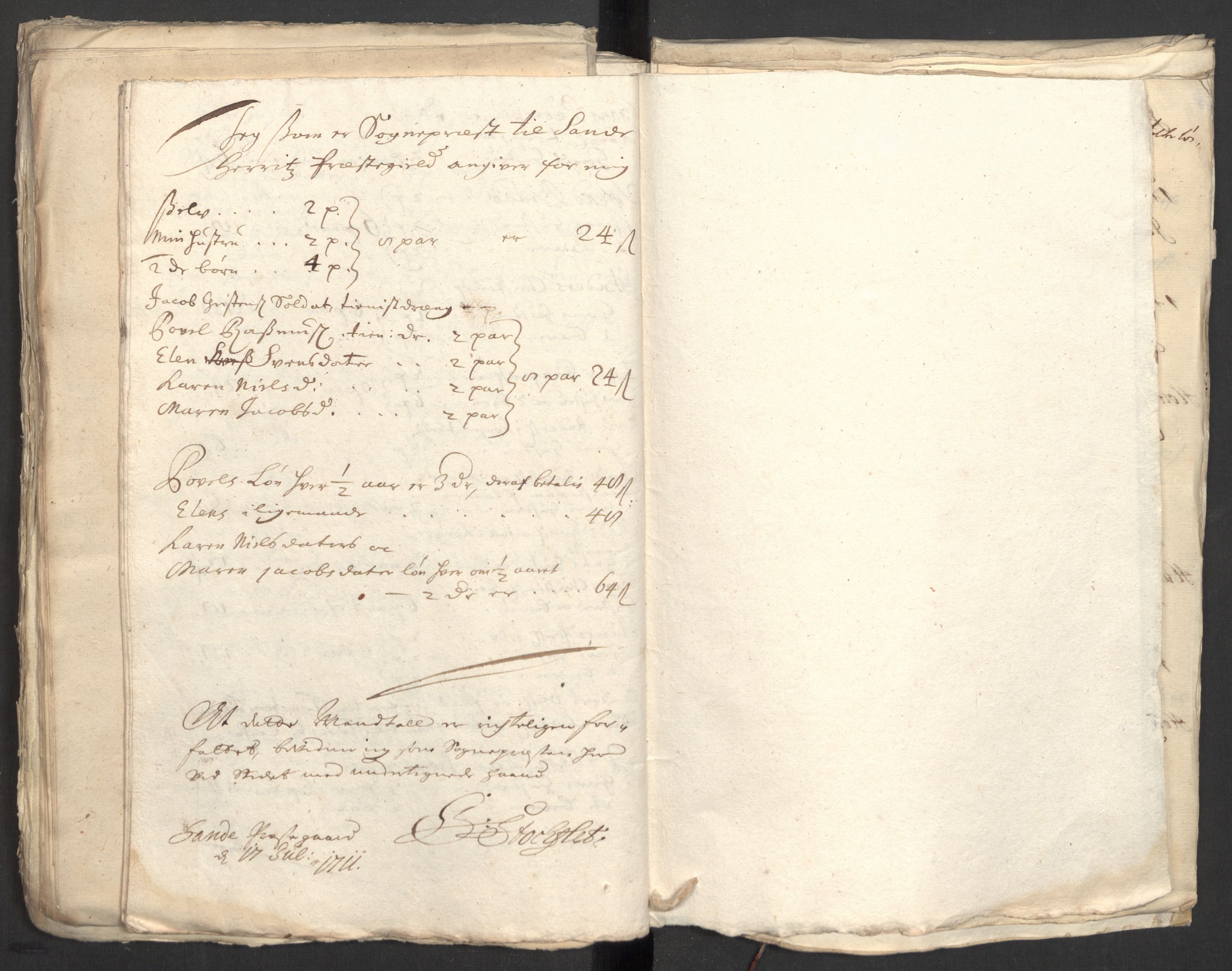 Rentekammeret inntil 1814, Reviderte regnskaper, Fogderegnskap, RA/EA-4092/R33/L1982: Fogderegnskap Larvik grevskap, 1711, s. 239