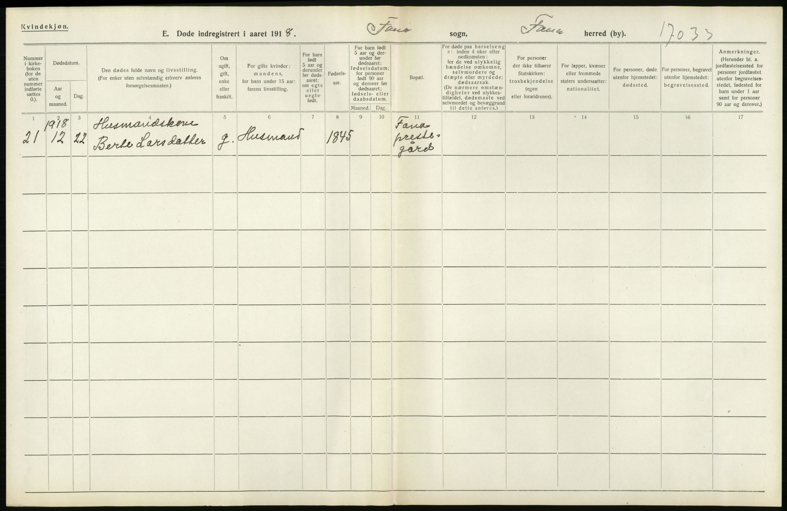 Statistisk sentralbyrå, Sosiodemografiske emner, Befolkning, RA/S-2228/D/Df/Dfb/Dfbh/L0036: Hordaland fylke: Døde., 1918, s. 478