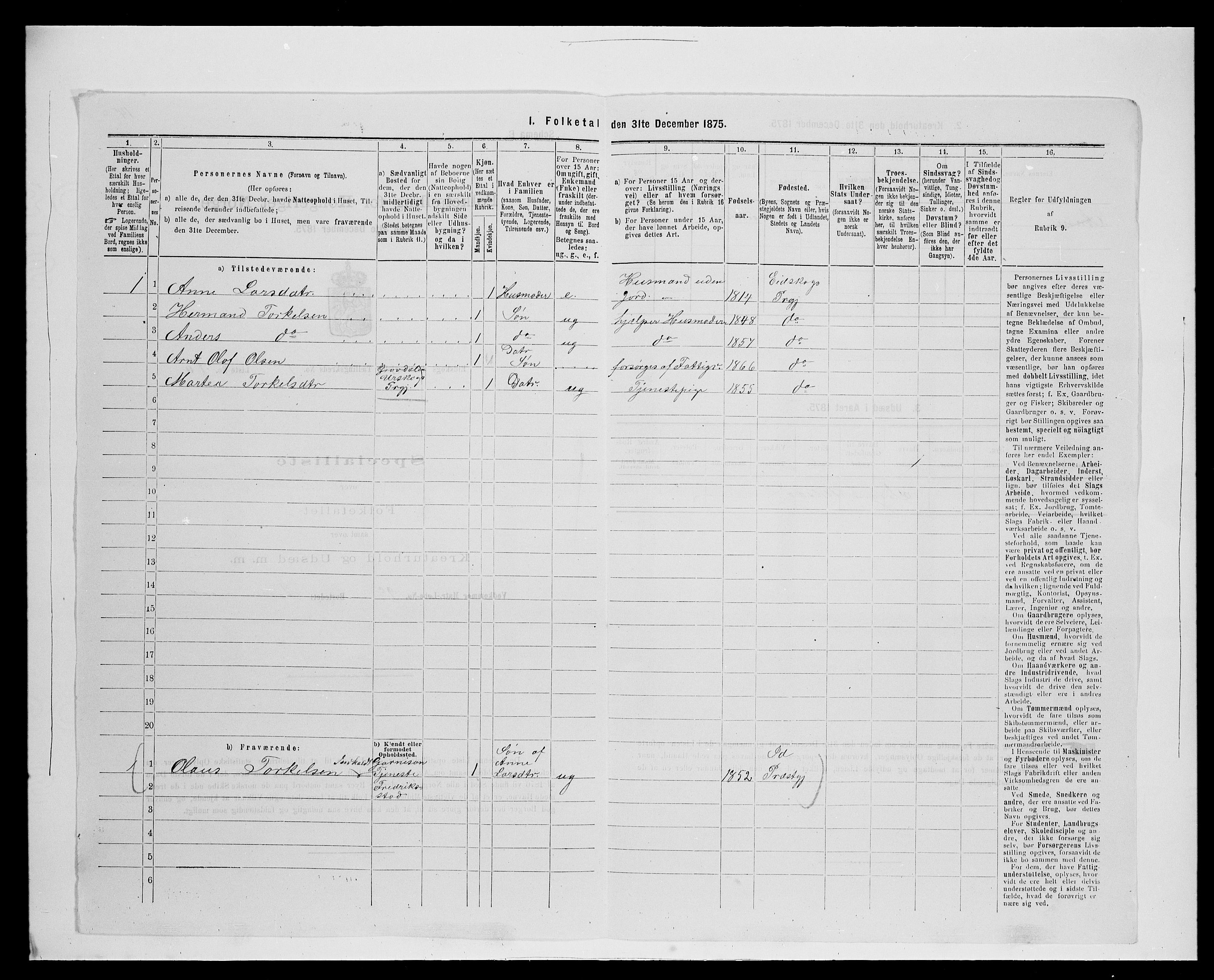 SAH, Folketelling 1875 for 0420P Eidskog prestegjeld, 1875, s. 257