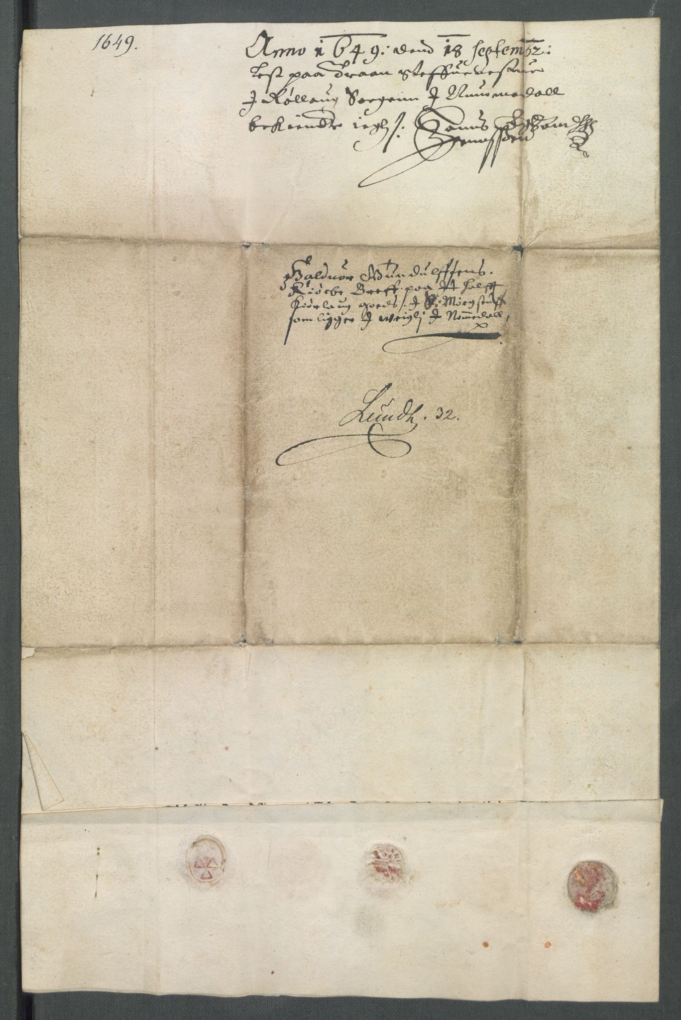 Riksarkivets diplomsamling, RA/EA-5965/F02/L0162: Dokumenter, 1649, s. 64