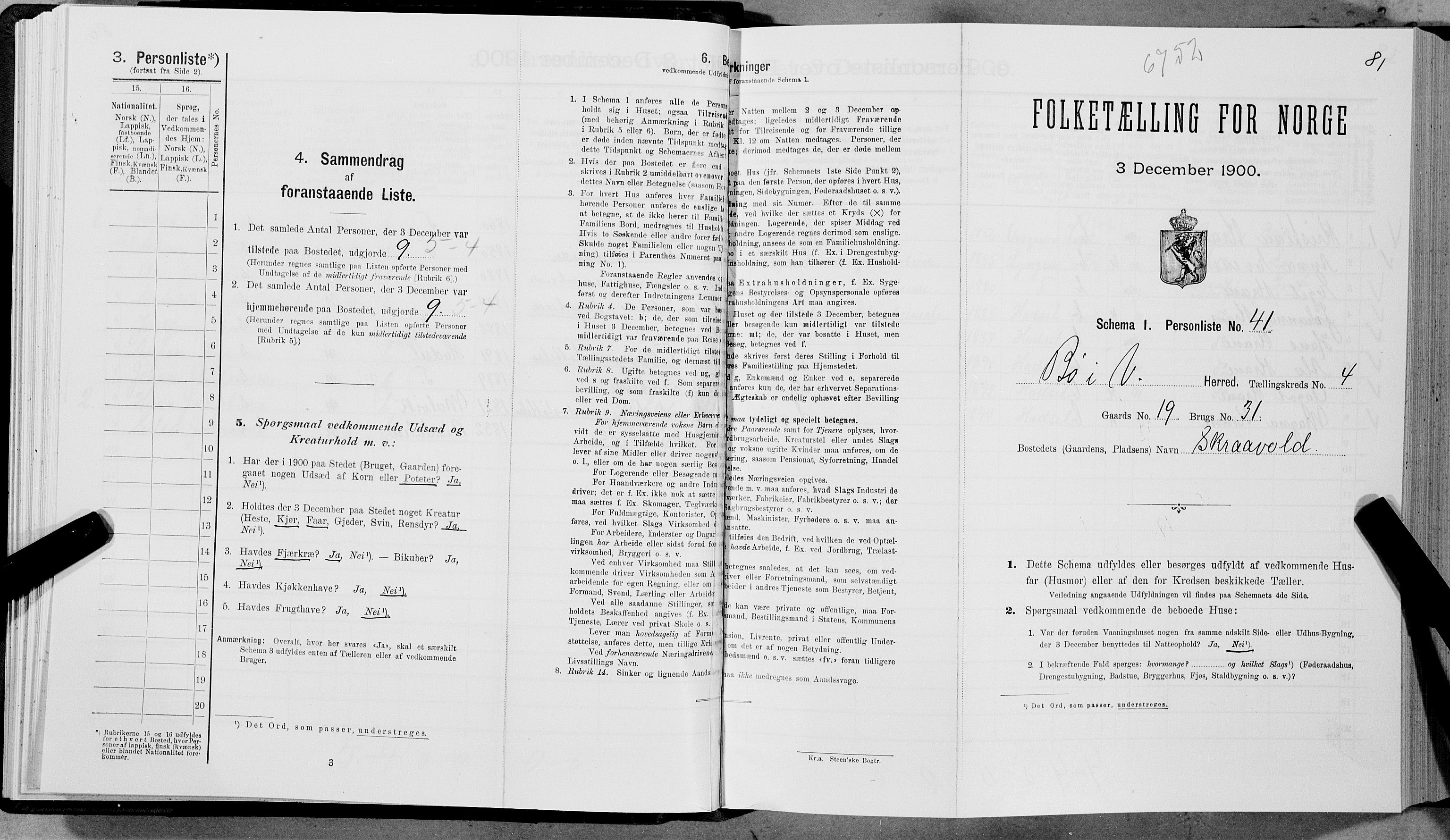 SAT, Folketelling 1900 for 1867 Bø herred, 1900, s. 491