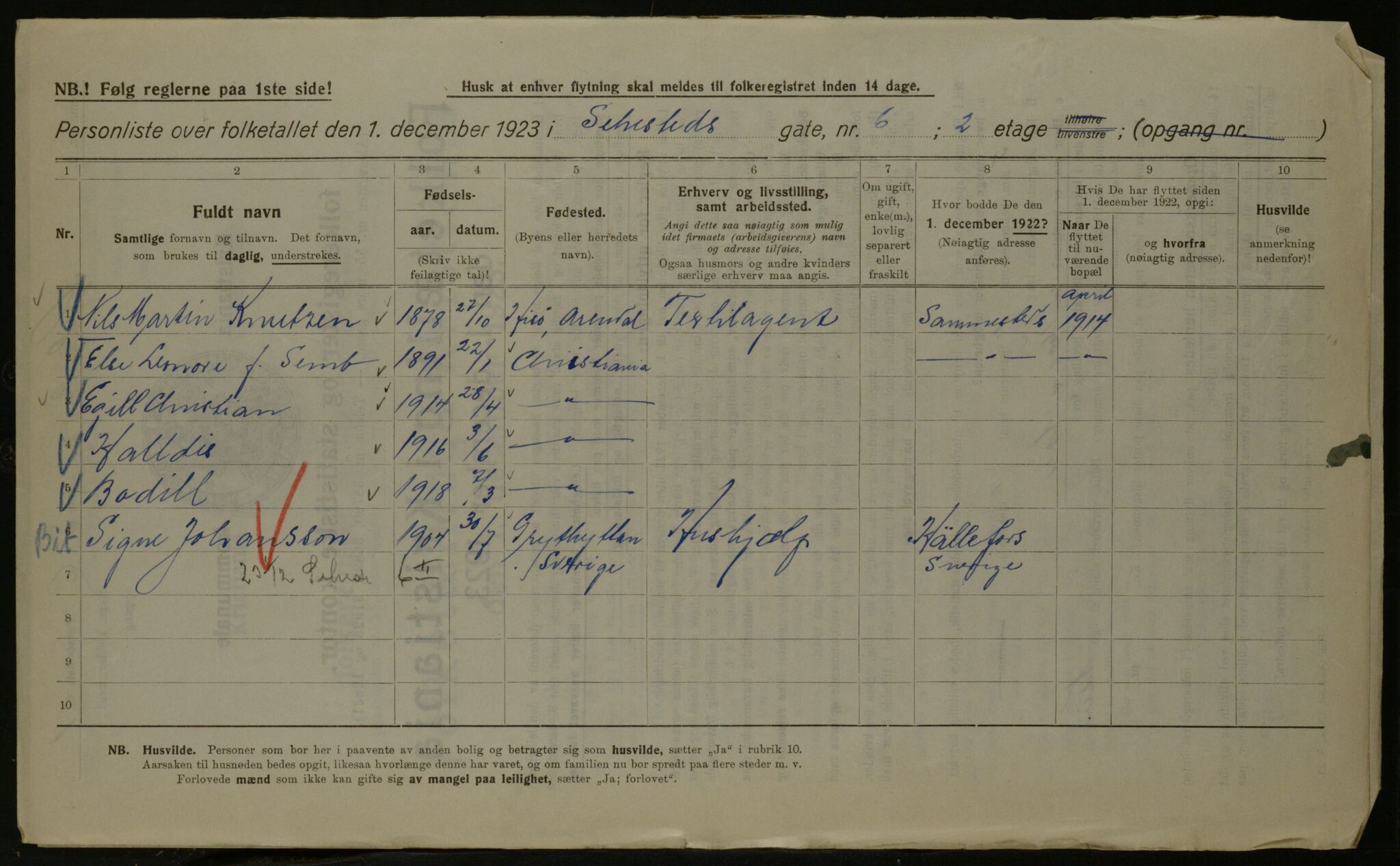 OBA, Kommunal folketelling 1.12.1923 for Kristiania, 1923, s. 103963