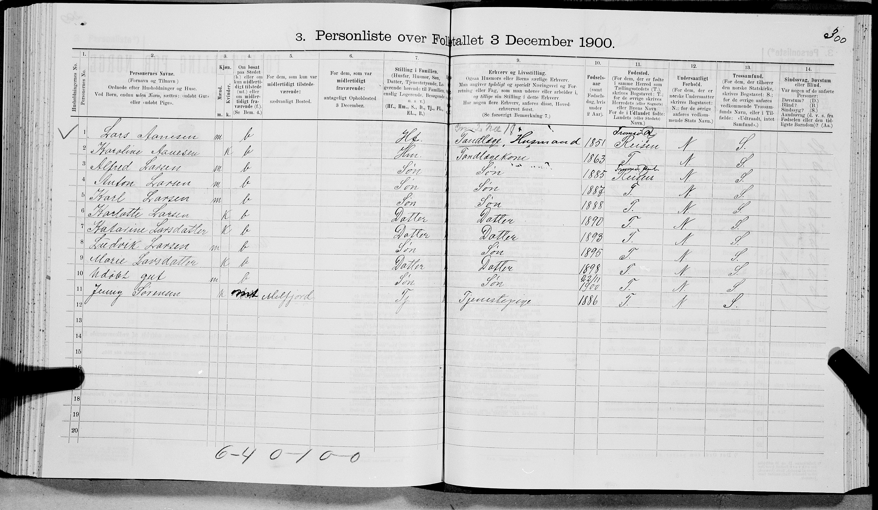 SAT, Folketelling 1900 for 1866 Hadsel herred, 1900, s. 2195