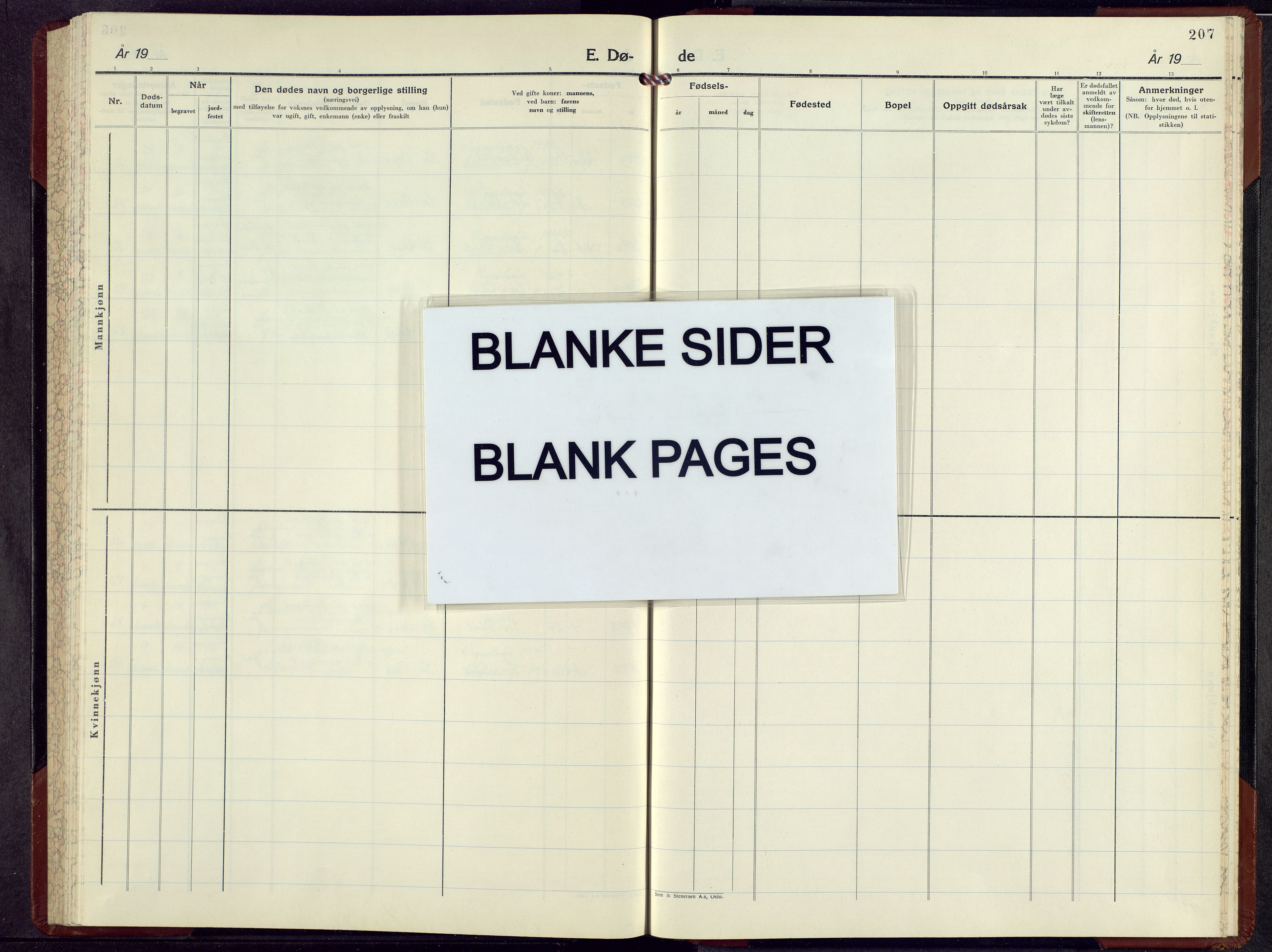 Sør-Odal prestekontor, AV/SAH-PREST-030/H/Ha/Hab/L0016: Klokkerbok nr. 16, 1951-1973, s. 207