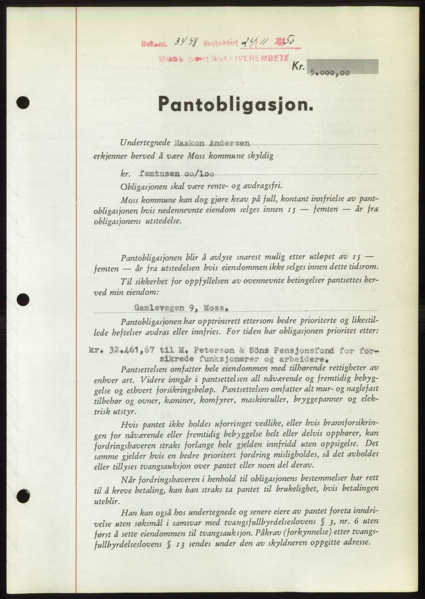 Moss sorenskriveri, SAO/A-10168: Pantebok nr. B25, 1950-1950, Dagboknr: 3448/1950