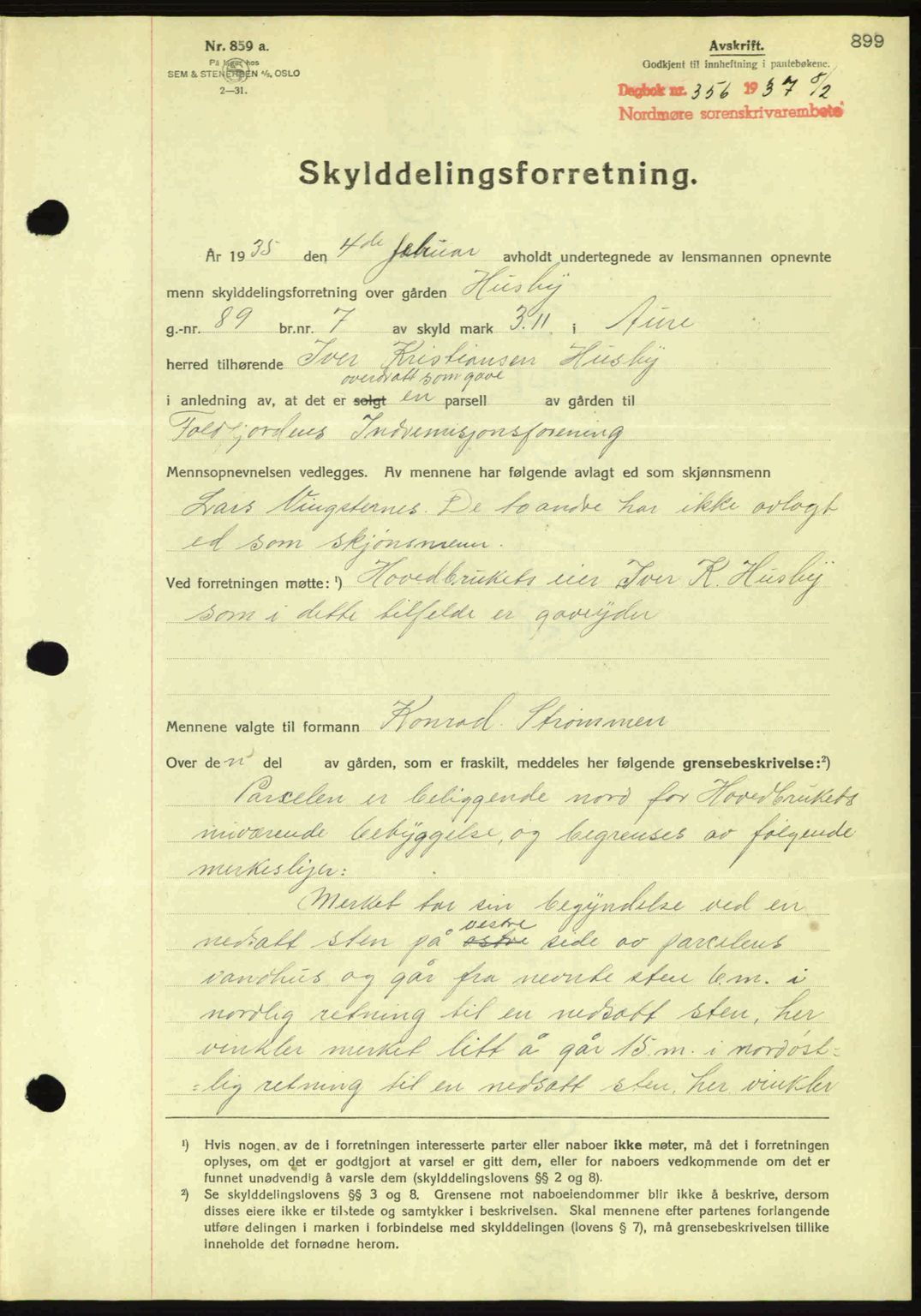 Nordmøre sorenskriveri, SAT/A-4132/1/2/2Ca: Pantebok nr. A80, 1936-1937, Dagboknr: 356/1937