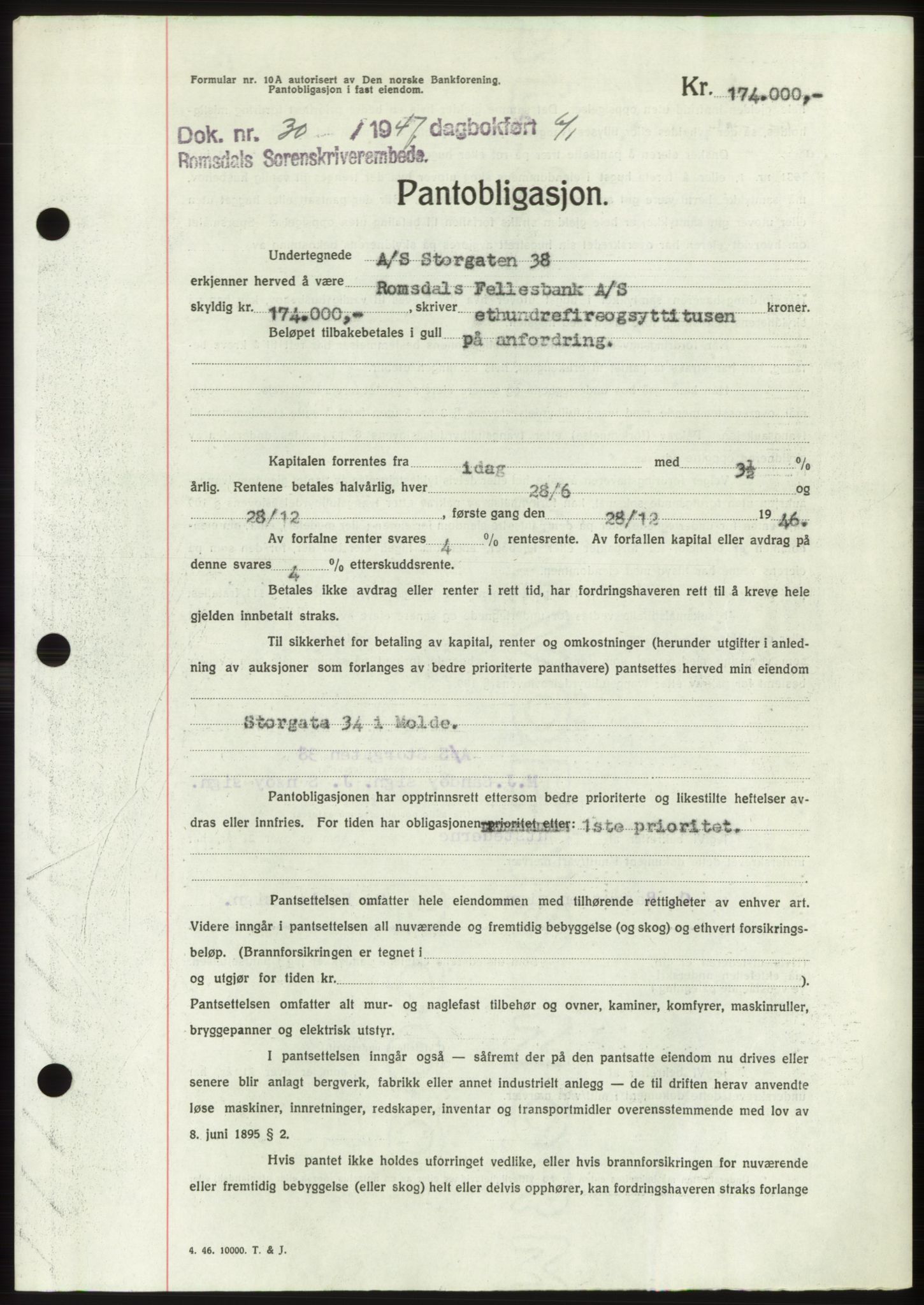 Romsdal sorenskriveri, SAT/A-4149/1/2/2C: Pantebok nr. B3, 1946-1948, Dagboknr: 30/1947