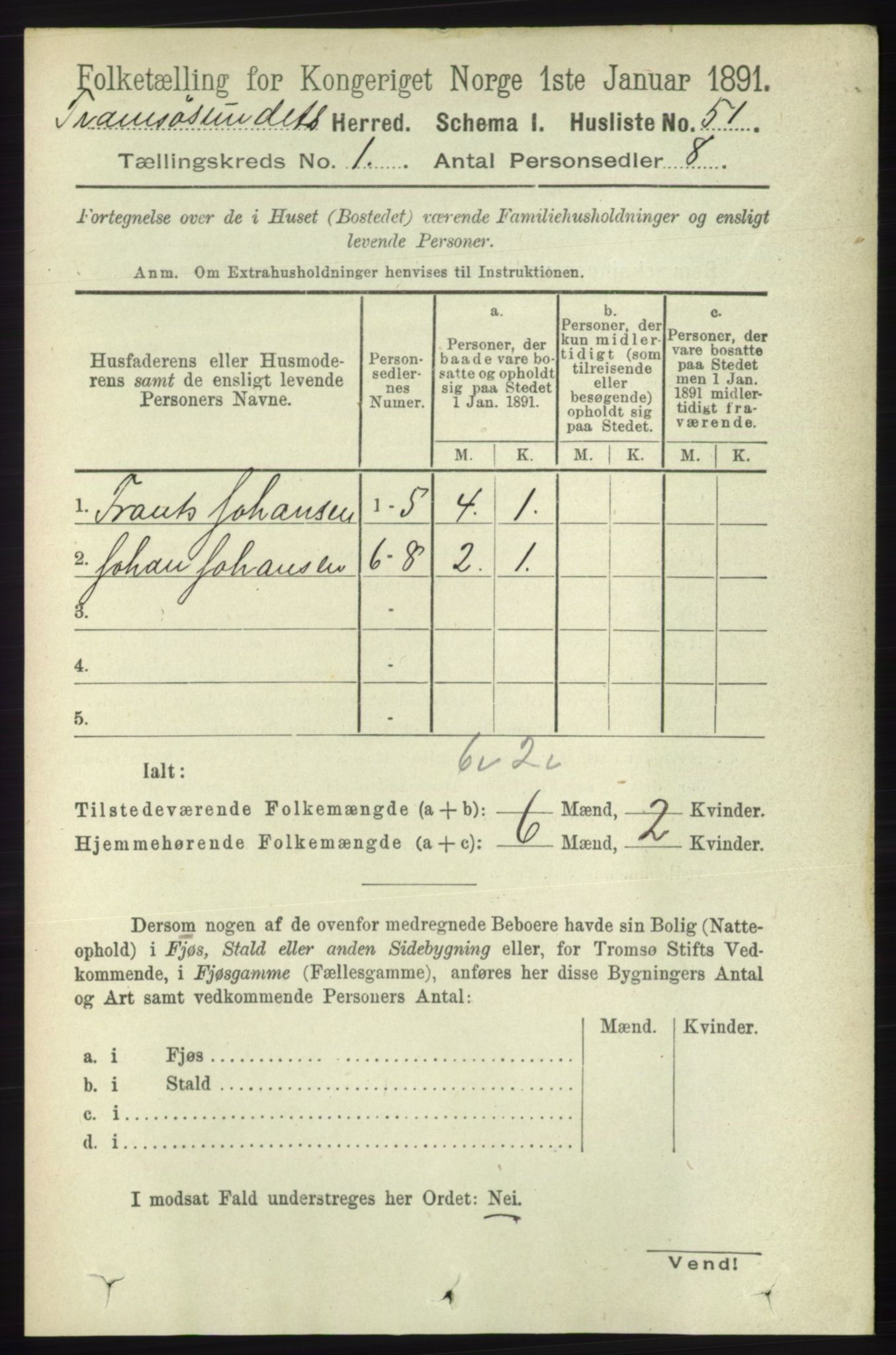 RA, Folketelling 1891 for 1934 Tromsøysund herred, 1891, s. 73