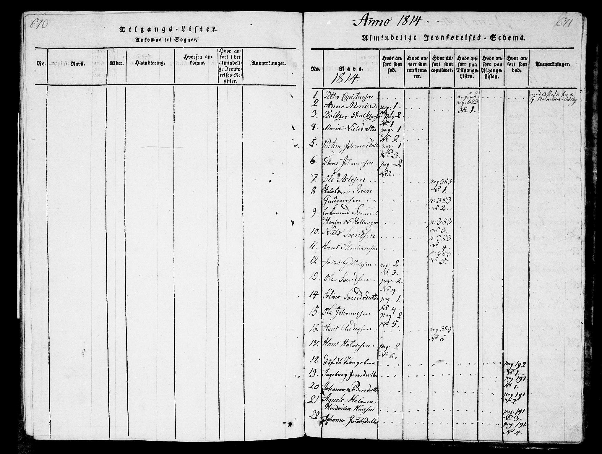 Ås prestekontor Kirkebøker, AV/SAO-A-10894/G/Ga/L0001: Klokkerbok nr. I 1, 1814-1820, s. 670-671