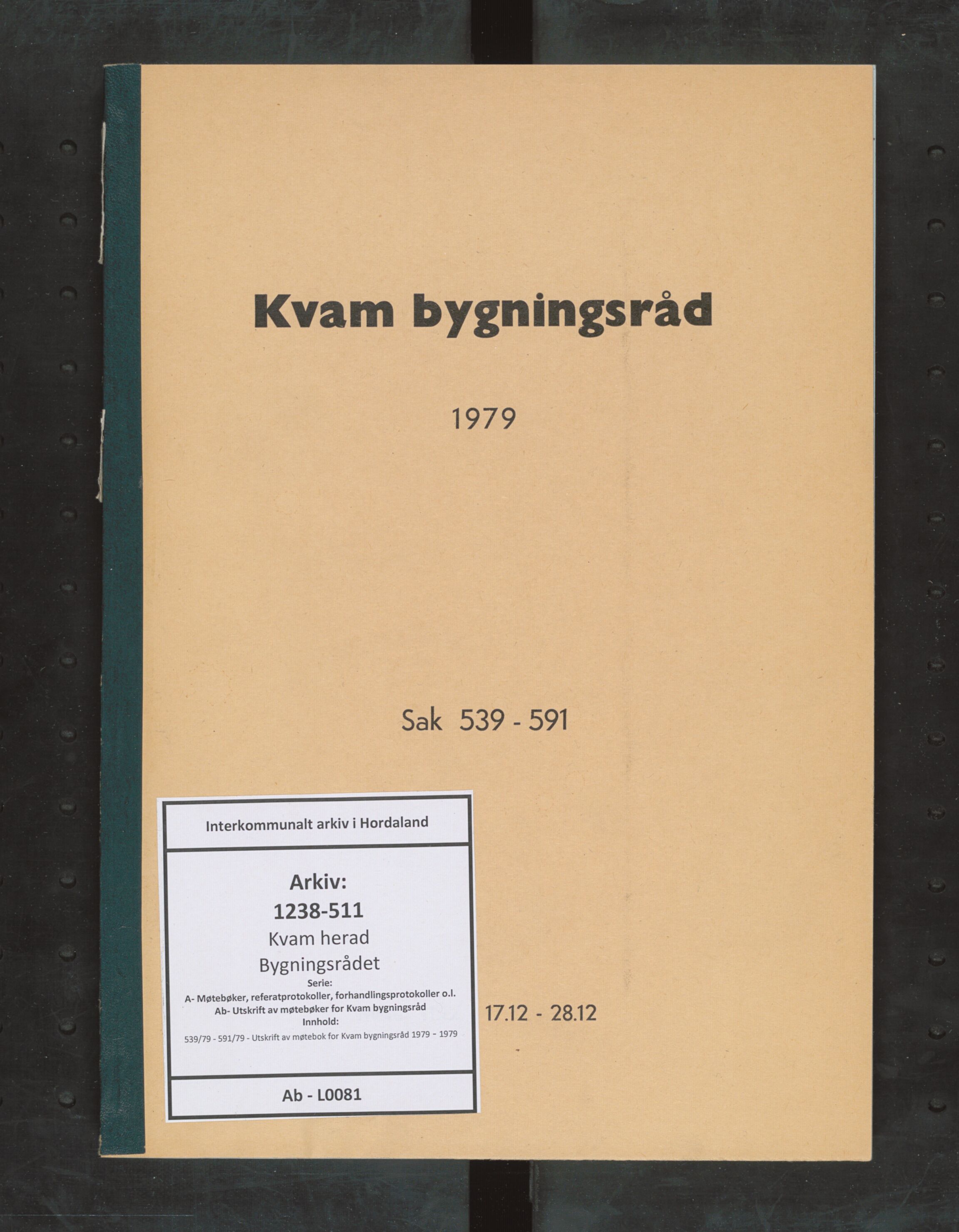 Kvam herad. Bygningsrådet, IKAH/1238-511/A/Ab/L0081: Utskrift av møtebok for Kvam bygningsråd, 1979