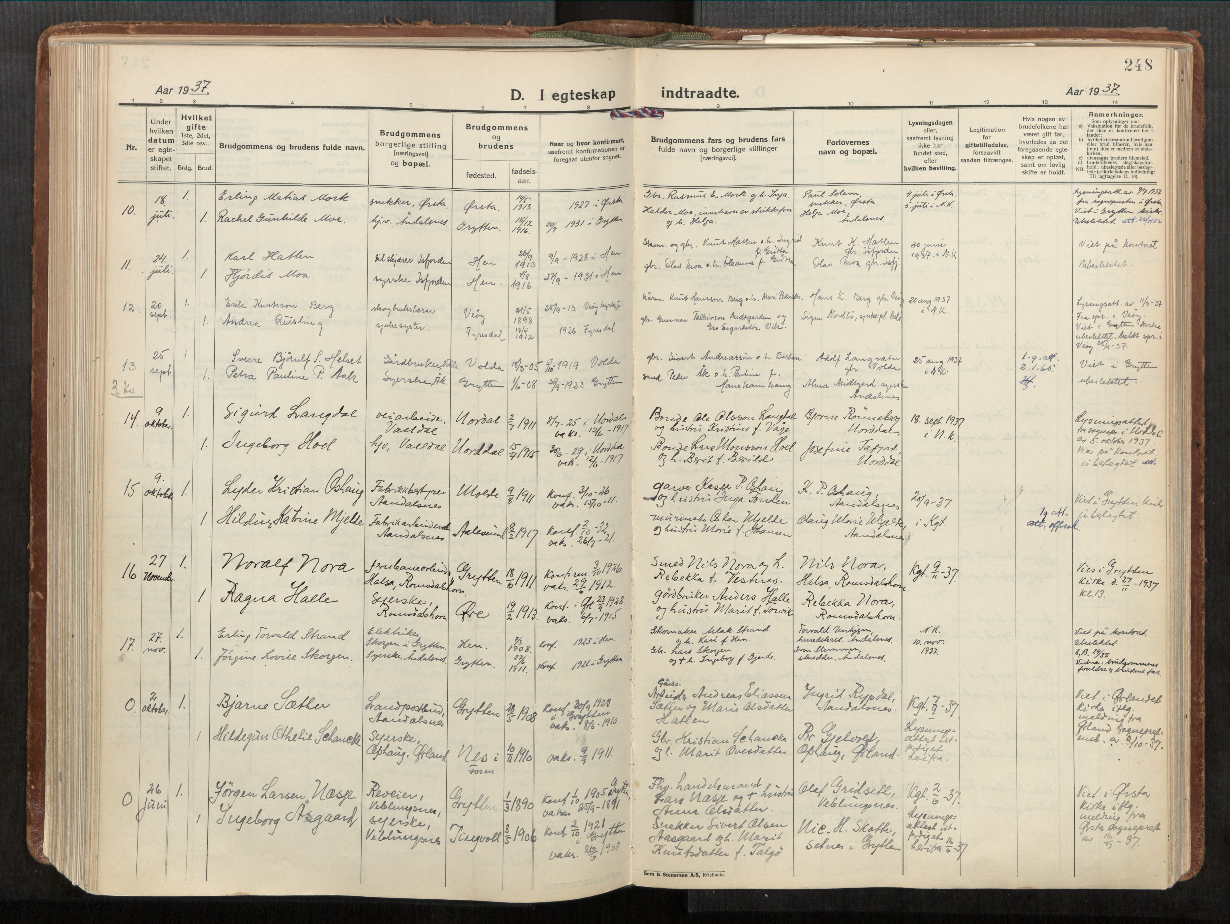 Ministerialprotokoller, klokkerbøker og fødselsregistre - Møre og Romsdal, AV/SAT-A-1454/544/L0587: Ministerialbok nr. 544A11, 1924-1954, s. 248