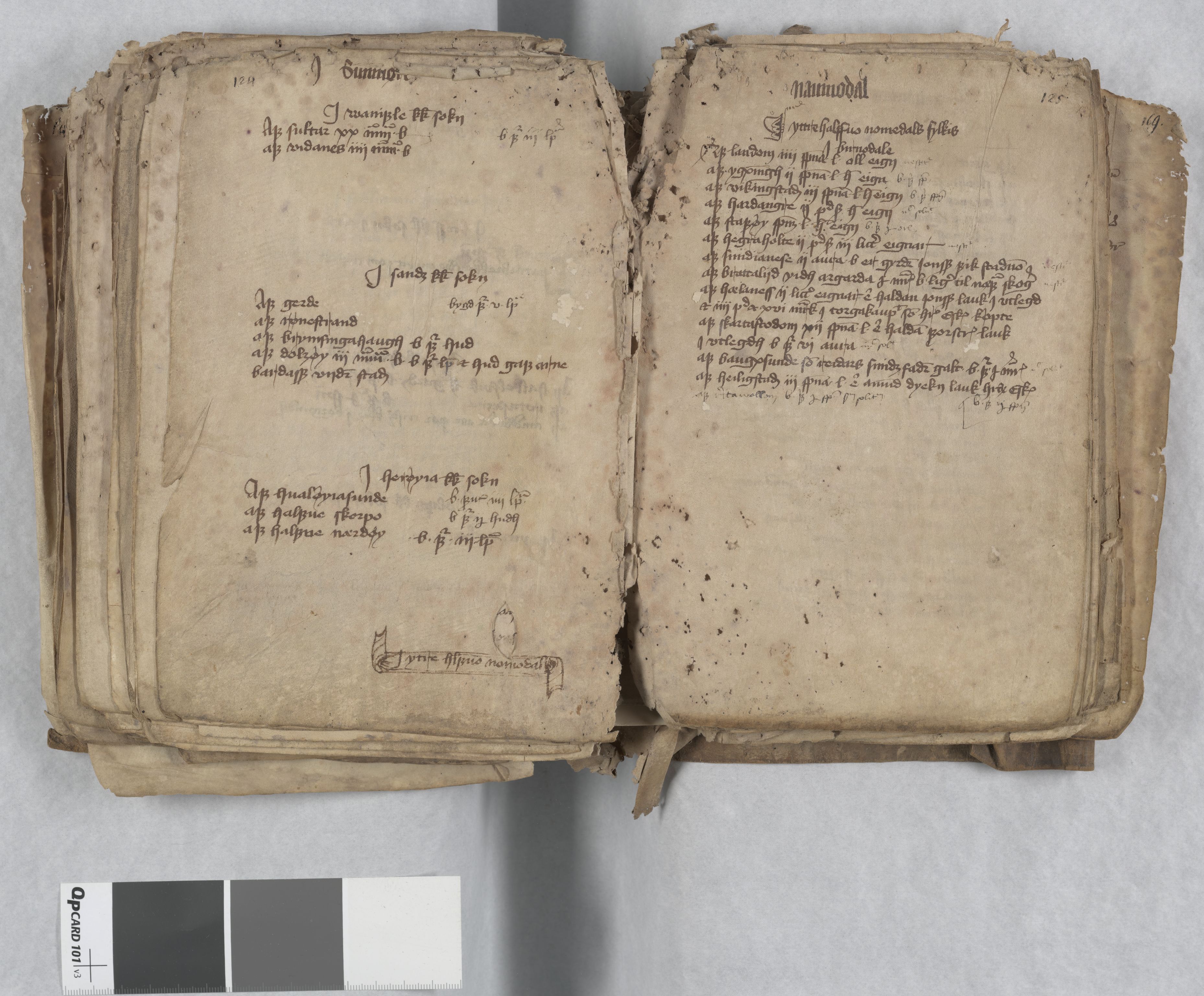 Riksarkivets diplomsamling, AV/RA-EA-5965/F13/F13b/L0013: NRA dipl. München papir, nr. 4292 Aslak Bolts jordebok., 1430-1439, s. 124-125