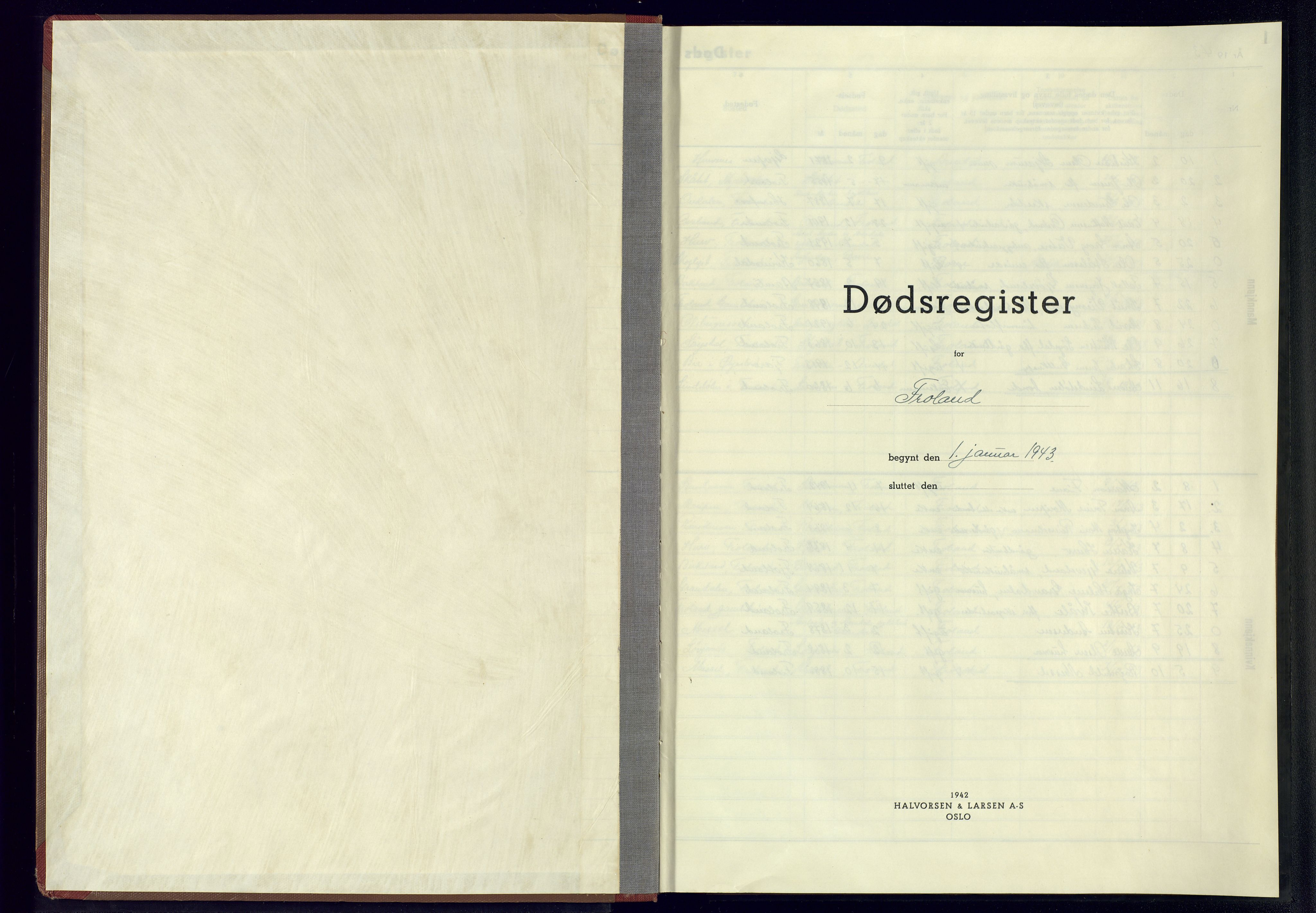 Froland sokneprestkontor, AV/SAK-1111-0013/J/Jb/L0002: A-VI-2 - Dødsfallsregister, 1943-1945